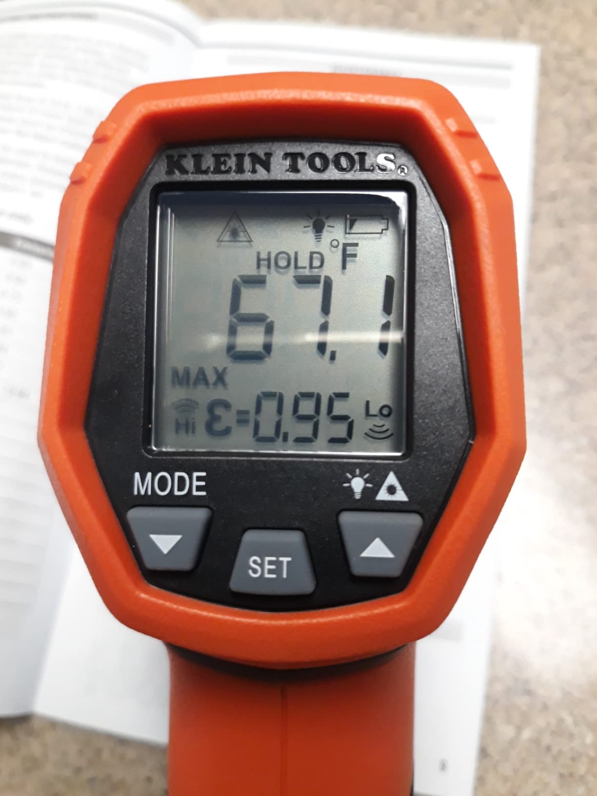 Klein Tools IR5 Dual Laser 12:1 Infrared Thermometer, Digital Thermometer Gun with Backlit Display, Dual Laser Targeting and Auto Scan customer photo 2