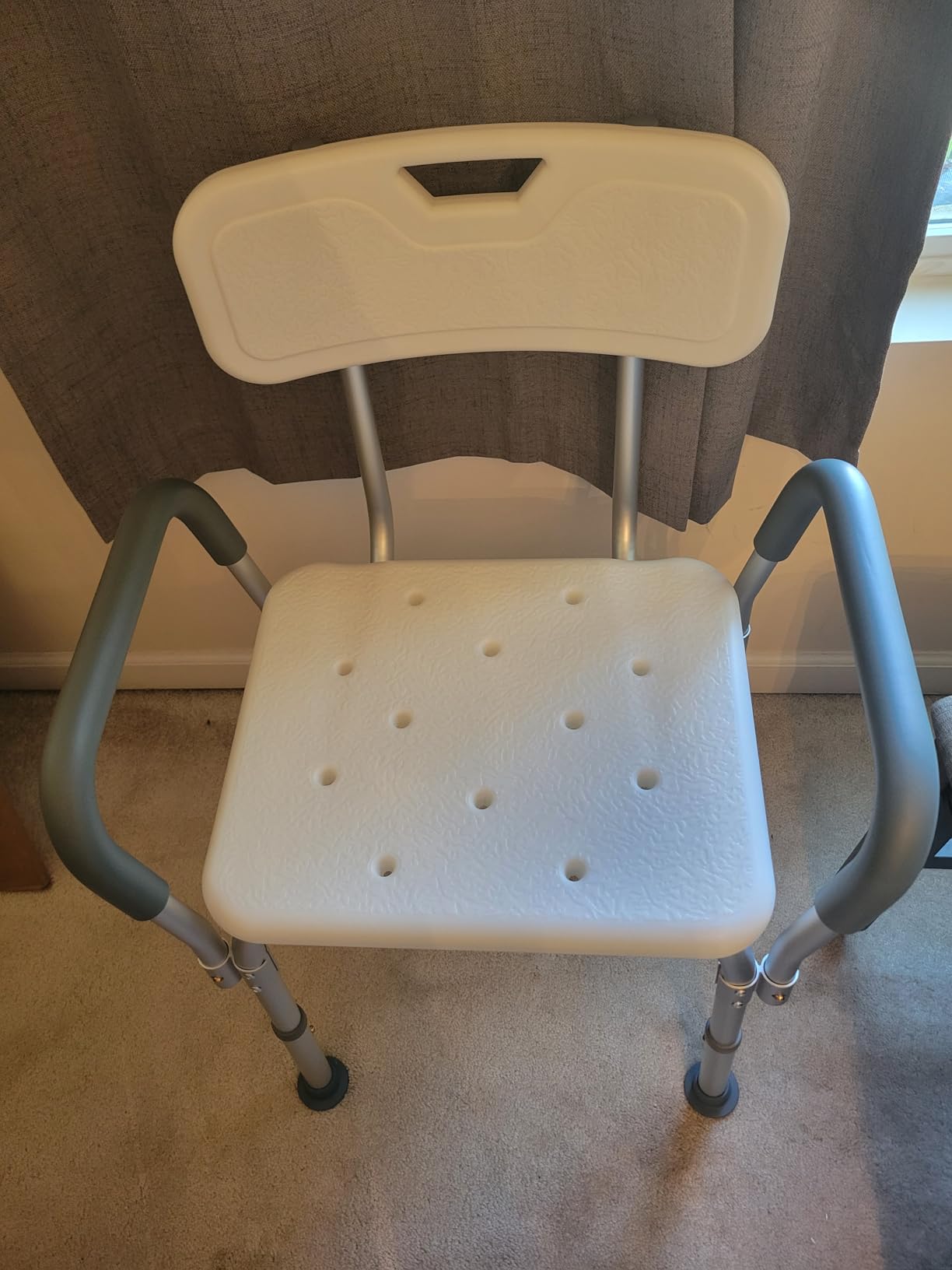 Medline Shower Chair for Elderly, Seniors, Adults & Disabled - Heavy Duty Shower Seat with Padded Arms and Back for Inside Shower, Adjustable Height Bath Stool for Bathtub, 350 lb, Slip Resistant customer photo 1
