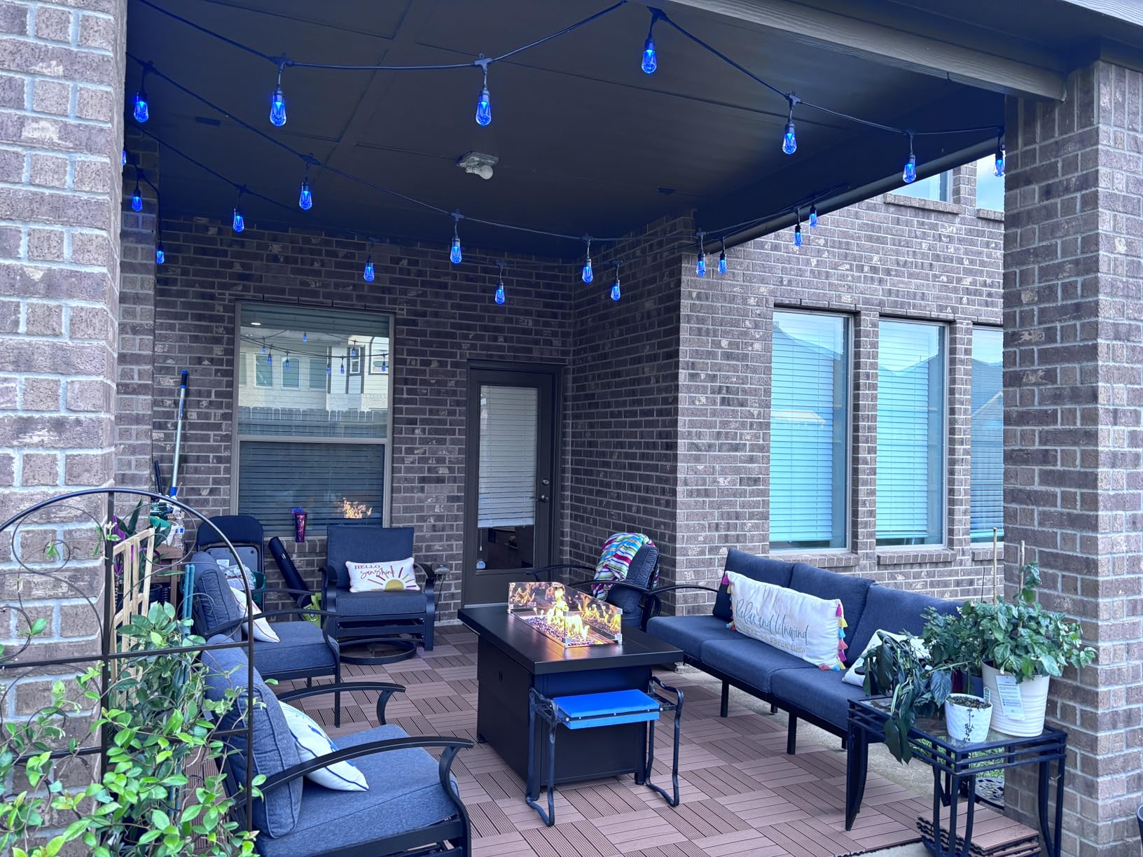 Enbrighten Vintage Outdoor String Lights, 48ft, 24 RGB Acrylic Bulbs, Weatherproof, RF Remote Control, Perfect for Holidays, Gameday, Parties, and More, 37790 customer photo 1