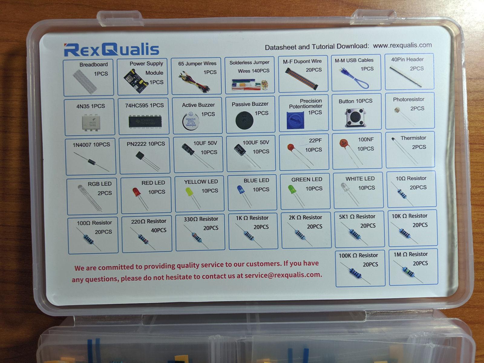REXQualis Electronics Component Fun Kit w/Power Supply Module, Jumper Wire, 830 tie-Points Breadboard, Precision Potentiometer, Resistor customer photo 1