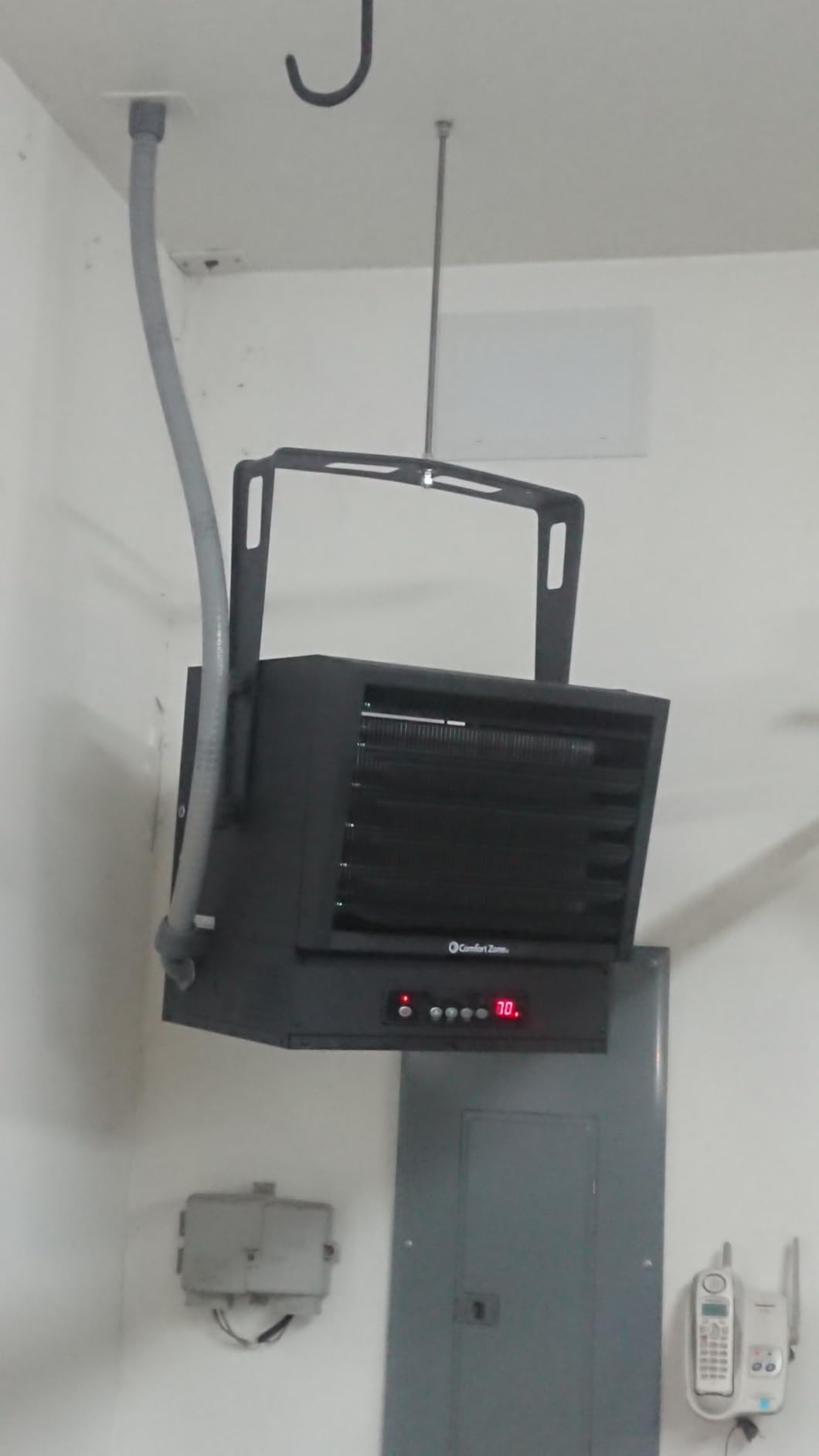 Comfort Zone 10,000W Hard-Wired Garage Heater - Industrial & Commercial Ceiling Mount, 240V Fan-Forced Heater with Remote, Digital Thermostat, Timer, 2 Heat Settings, Overheat Protection, Grey customer photo 1