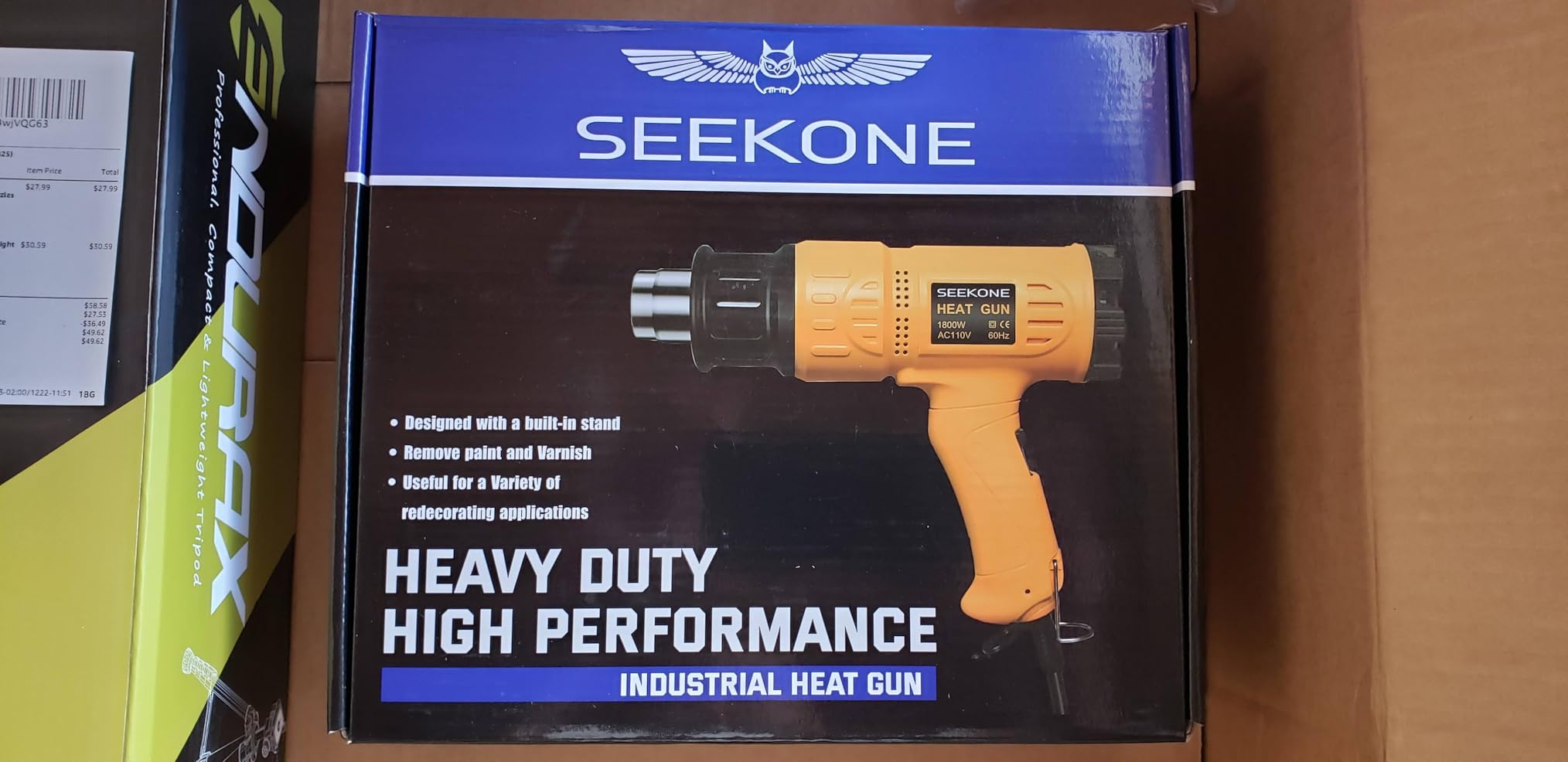 SEEKONE Heat Gun 1800W 122℉-1202℉（50℃- 650℃）Fast Heating Heavy Duty Hot Air Gun Kit Variable Temperature Control Overheat Protection with 4 Nozzles for Crafts, Shrinking PVC, Stripping Paint(5.2FT) customer photo 1