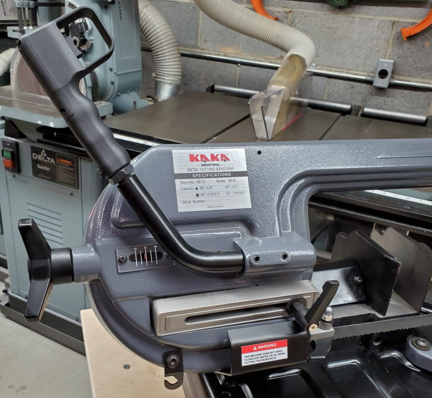 KAKA Industrial Benchtop Metal Cutting Band Saw 1000W, 40-88MPM Blade Speed, 0°-45° Adjustable Table, 3.3