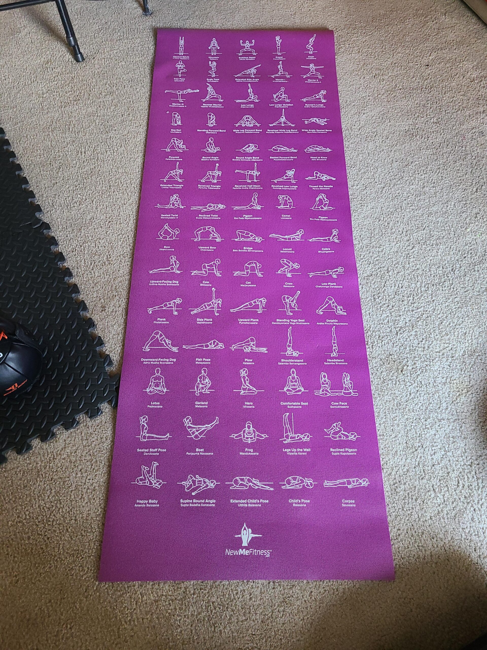 NewMe Fitness Yoga Mat for Women and Men - Large, 5mm Thick, 68 Inch Long, Non Slip Exercise Mats w/ 70 Printed Yoga Poses for Pilates, Workout and Stretching - Home and Gym Essentials customer photo 2