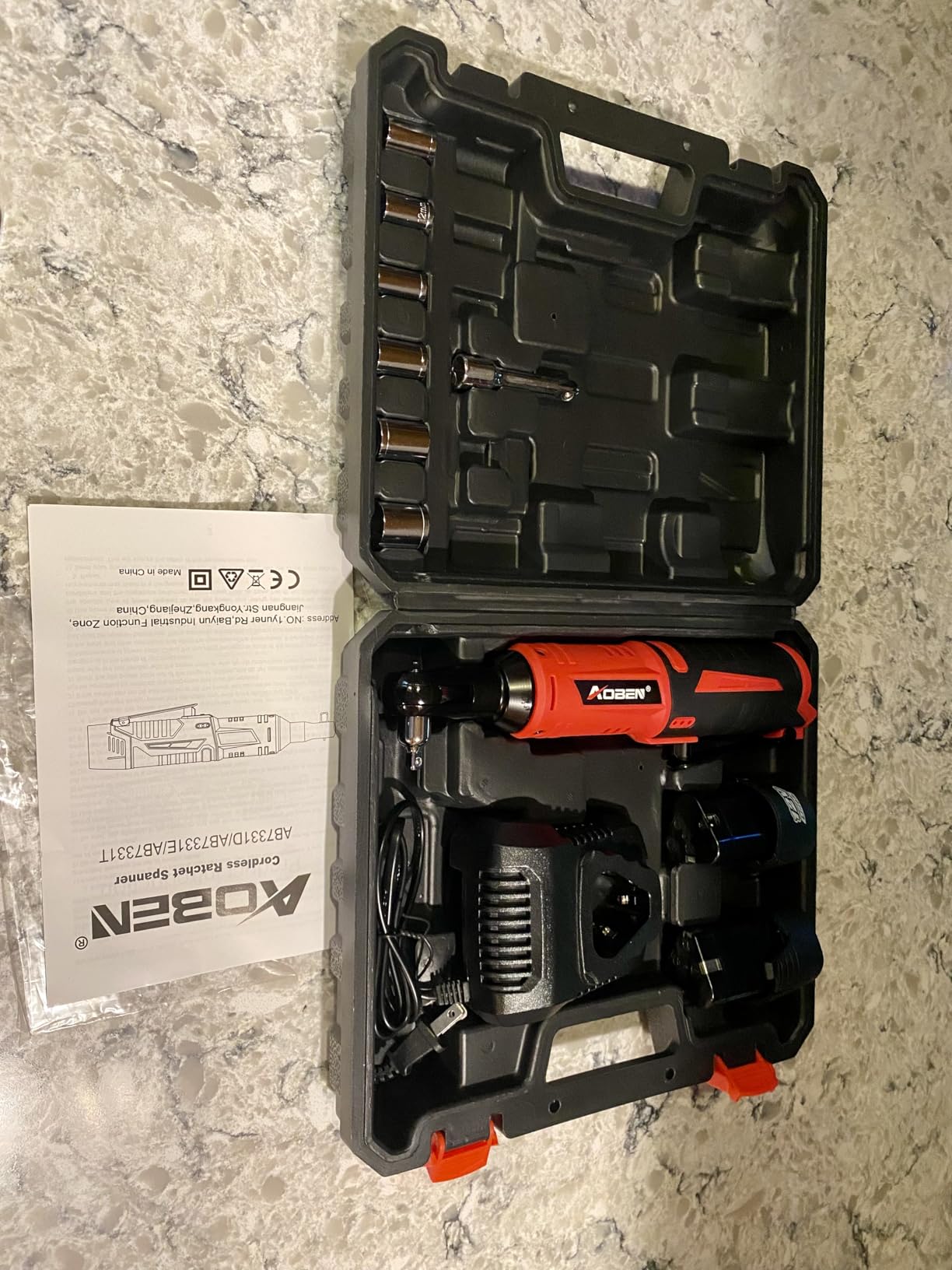 AOBEN Cordless Electric Ratchet Wrench Set, 3/8