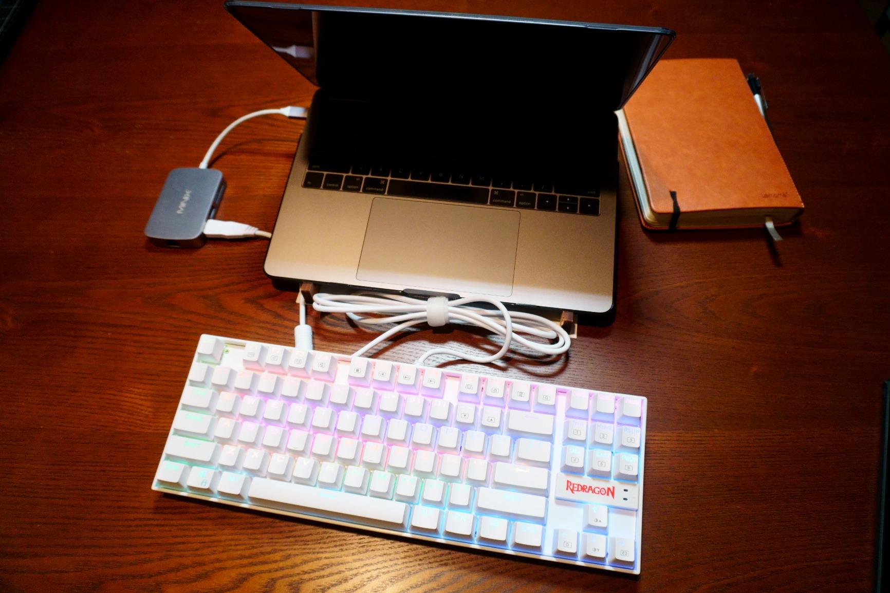 Redragon K552P Mechanical Gaming Keyboard TKL with 18 Backlight Modes, Hot-Swappable Blue Switches, 87-Key Compact Ergonomic Design, N-Key Rollover & Software Programmable Macro - RGB, White customer photo 1