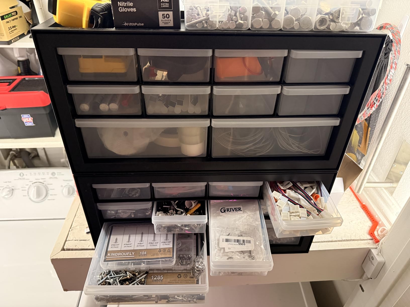 IRIS USA Small Parts Storage, Made in USA, Cabinet, 44-Drawer Organizer for Screws, Nuts, Bolts, Electronics, Hardware, Beads, Crafts, Building Bricks, Stackable Garage Storage - Black customer photo 1