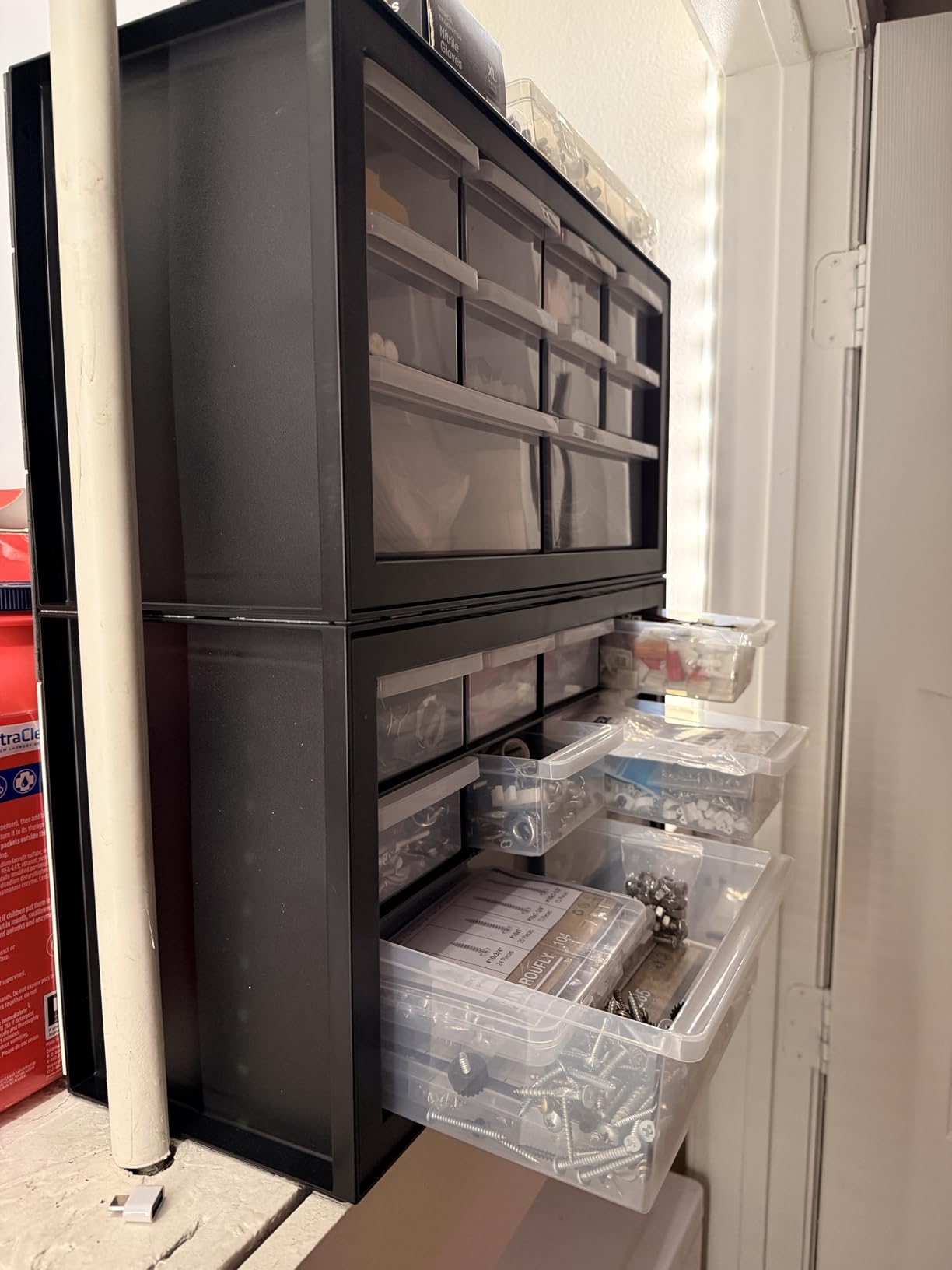 IRIS USA Small Parts Storage, Made in USA, Cabinet, 44-Drawer Organizer for Screws, Nuts, Bolts, Electronics, Hardware, Beads, Crafts, Building Bricks, Stackable Garage Storage - Black customer photo 2