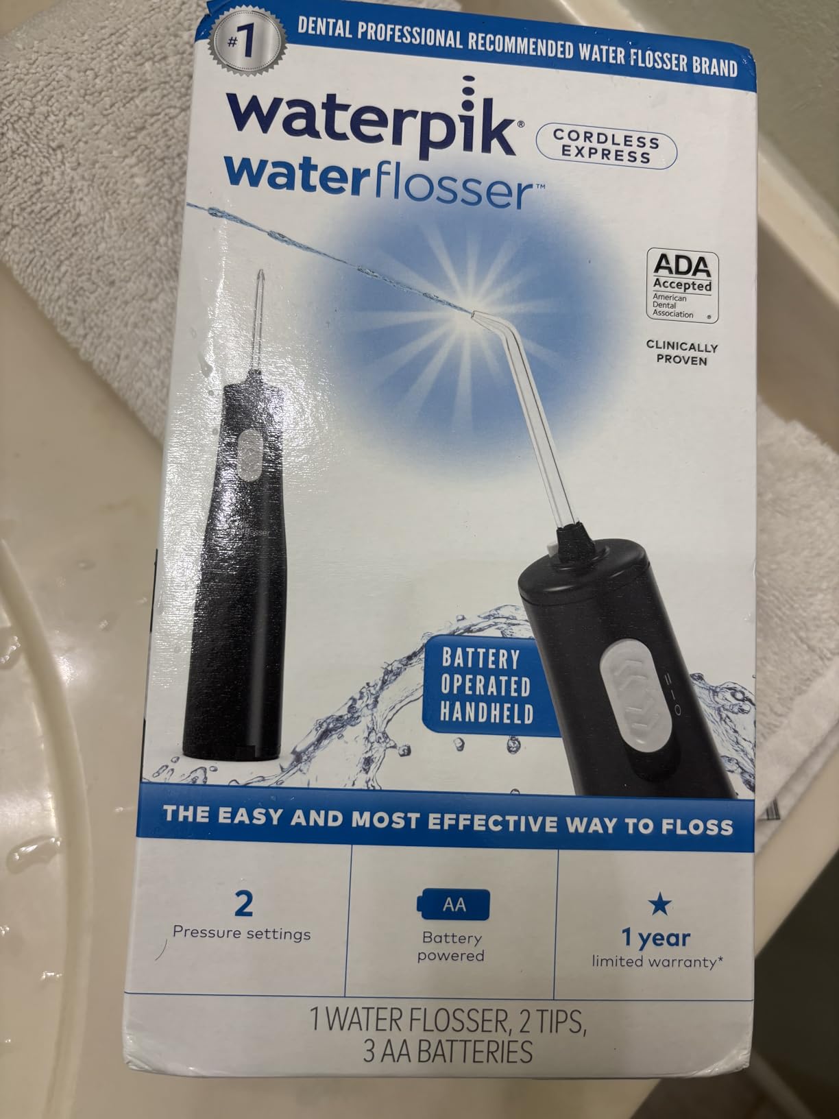 Waterpik Cordless Express Water Flosser, Battery Operated & Portable for Travel & Home, ADA Accepted, Waterproof for Shower Use, White WF-02, Packaging May Vary customer photo 2