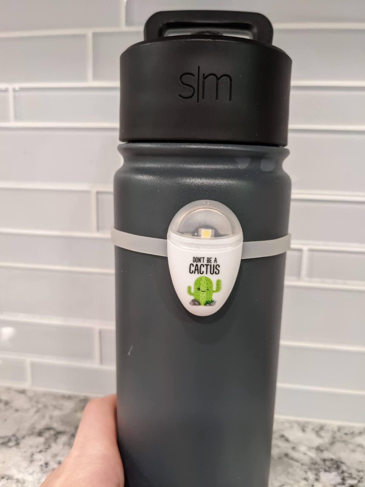 ULLA Drink Water Reminder, Smart Light for Water Bottle, Fits Most Bottles, Lights Up when Time to Drink, Hidrate Smart Water Bottle Reminder to Drink, Smart Hydration Reminder, Water Tracker - CACTUS customer photo 2