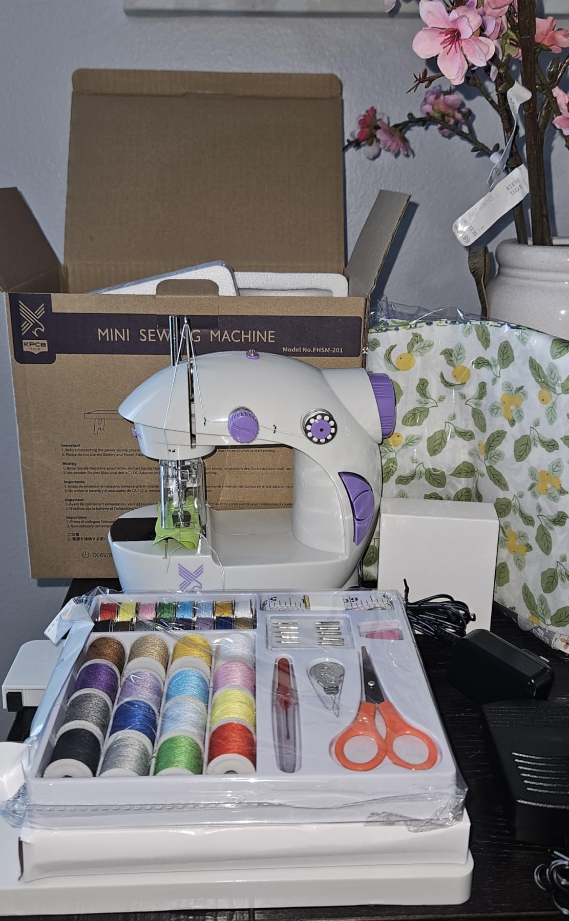 KPCB Tech Sewing Machine for Beginners [Full Set] with Finger Guard and Fabric Bundles - Mini Sewing Machine with Sewing Kits, Foot Pedal, US Adapter and Extension Table customer photo 2