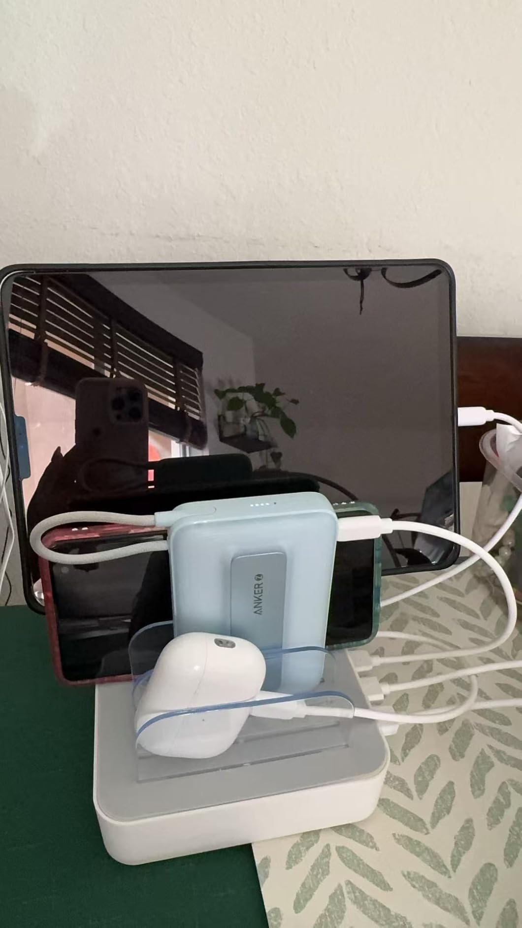 MSTJRY Charging Station for Multiple Devices: 5 Port Multi USB-A Charger Stations Multi-Device Organizer Charging Dock Designed for iPhone iPad Cell Phone Tablets (7 Short Cables Included) customer photo 2