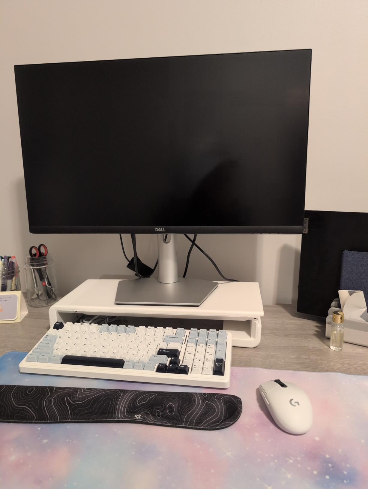 Monitor Stand Riser, Klearlook Foldable, Height Adjustable Computer Stand, Desk Shelf Riser with Storage Drawer & Tablet Phone Stand for Desktop, Laptop (White) customer photo 2