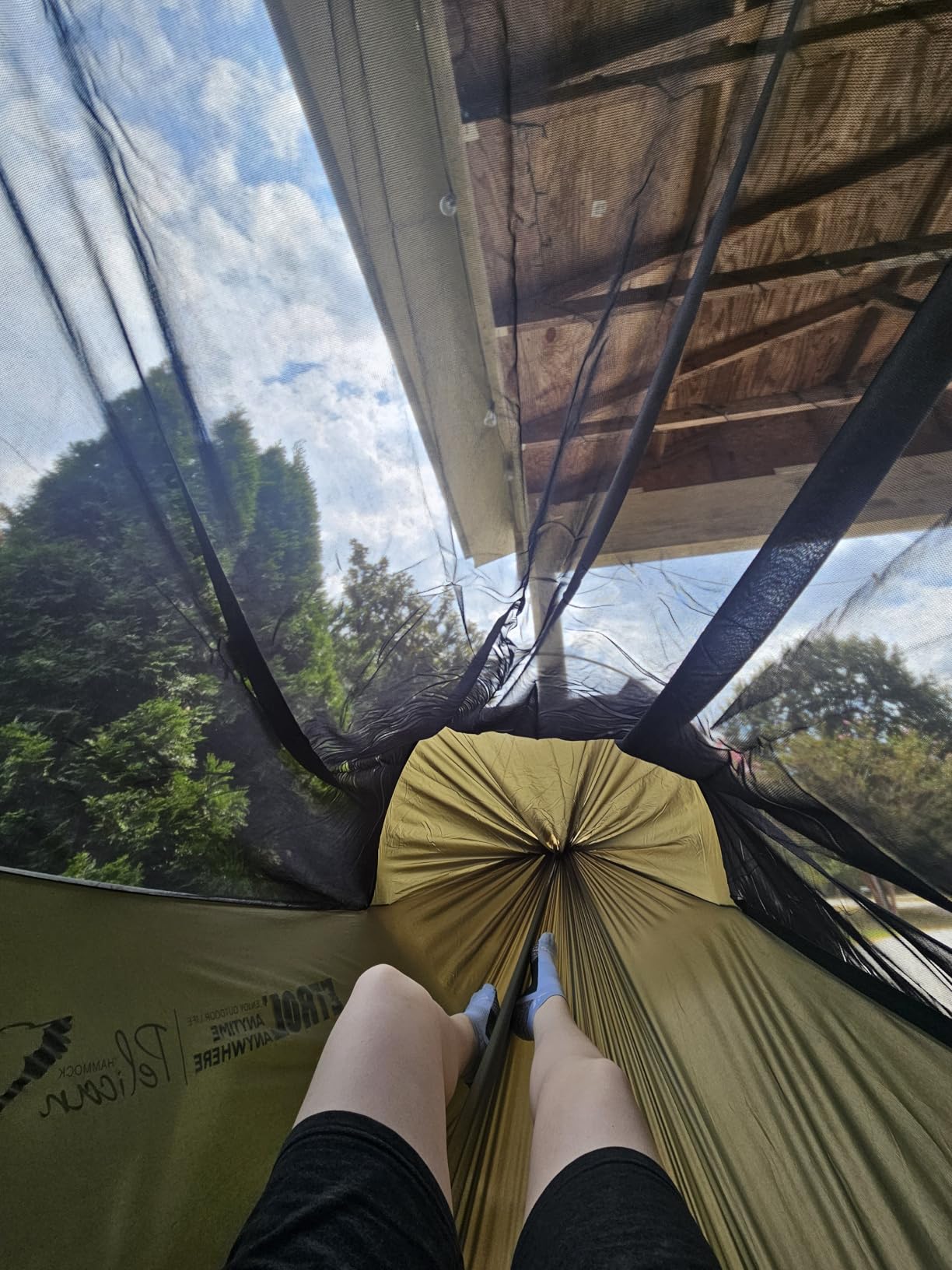 ETROL Camping Hammock with Mosquito Net,3 in 1 Function Parachute Portable Hammock,Double & Single Hammocks Tent for Travel Outdoor Indoor Hiking Patio - with Tree Straps,Carabiners,Aluminium Poles customer photo 1