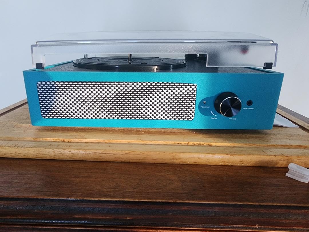 Vinyl Record Player Turntable with Built-in Bluetooth Receiver & 2 Stereo Speakers, 3 Speed 3 Size Portable Retro Record Player for Entertainment and Home Decoration customer photo 1