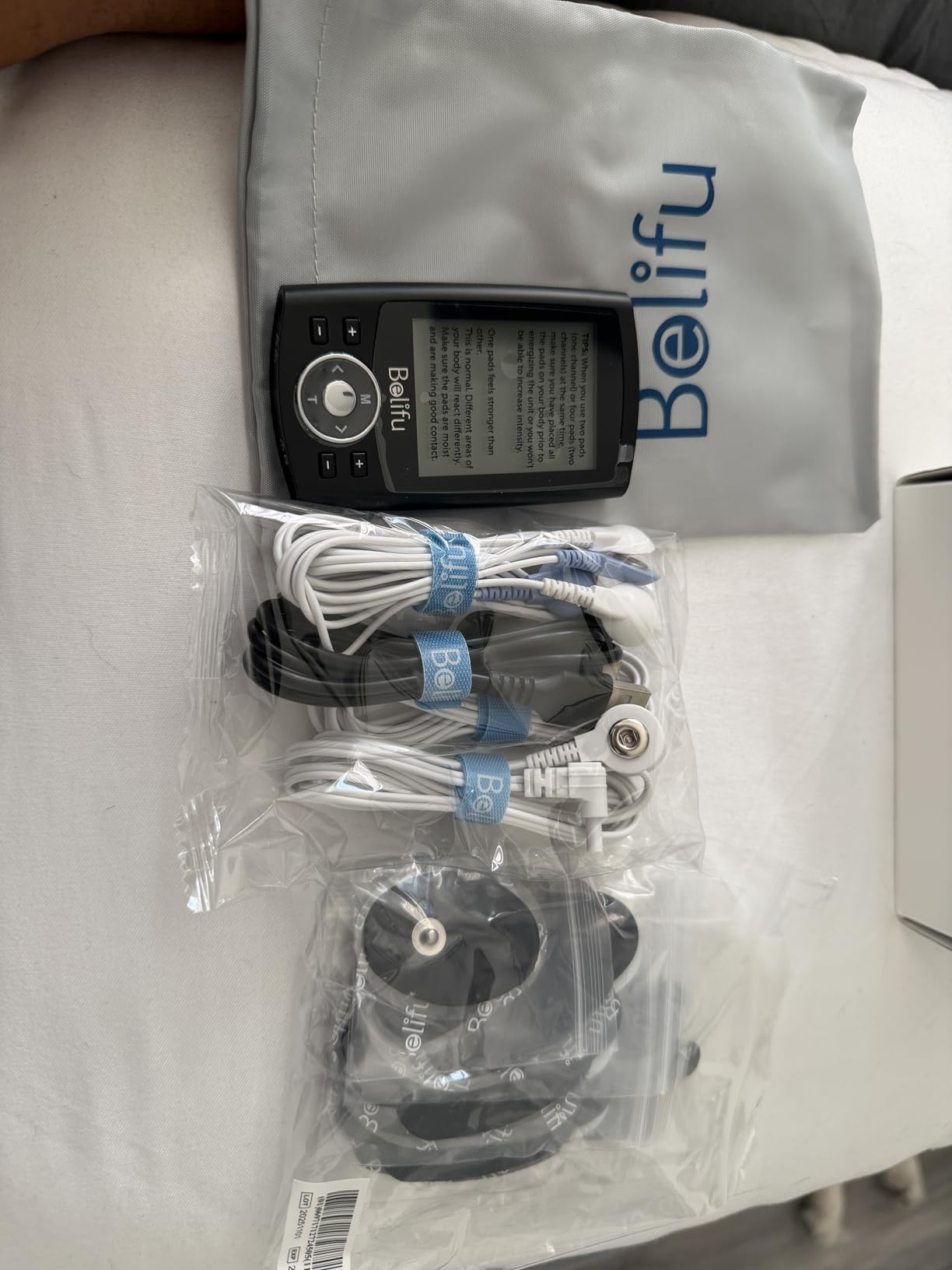 Belifu Dual Channel TENS EMS Unit 24 Modes Muscle Stimulator for Pain Relief Therapy, Electronic Pulse Massager Muscle Massager with 10 Pads customer photo 2
