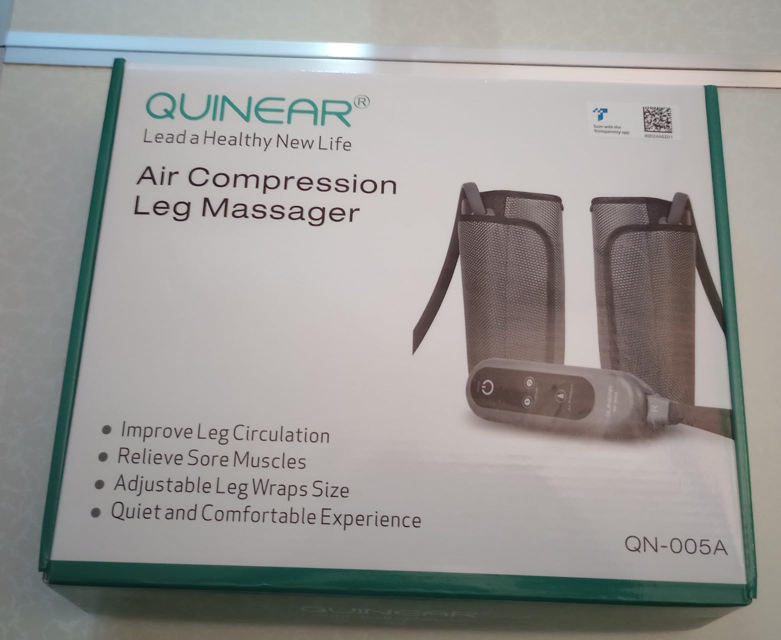 QUINEAR Air Compression Leg Massager for Circulation & Pain Relief, Calf Massagers with 2 Modes & 3 Intensities, Sequential Compression Device (SCD) for RLS, Edema, FSA-HSA customer photo 2