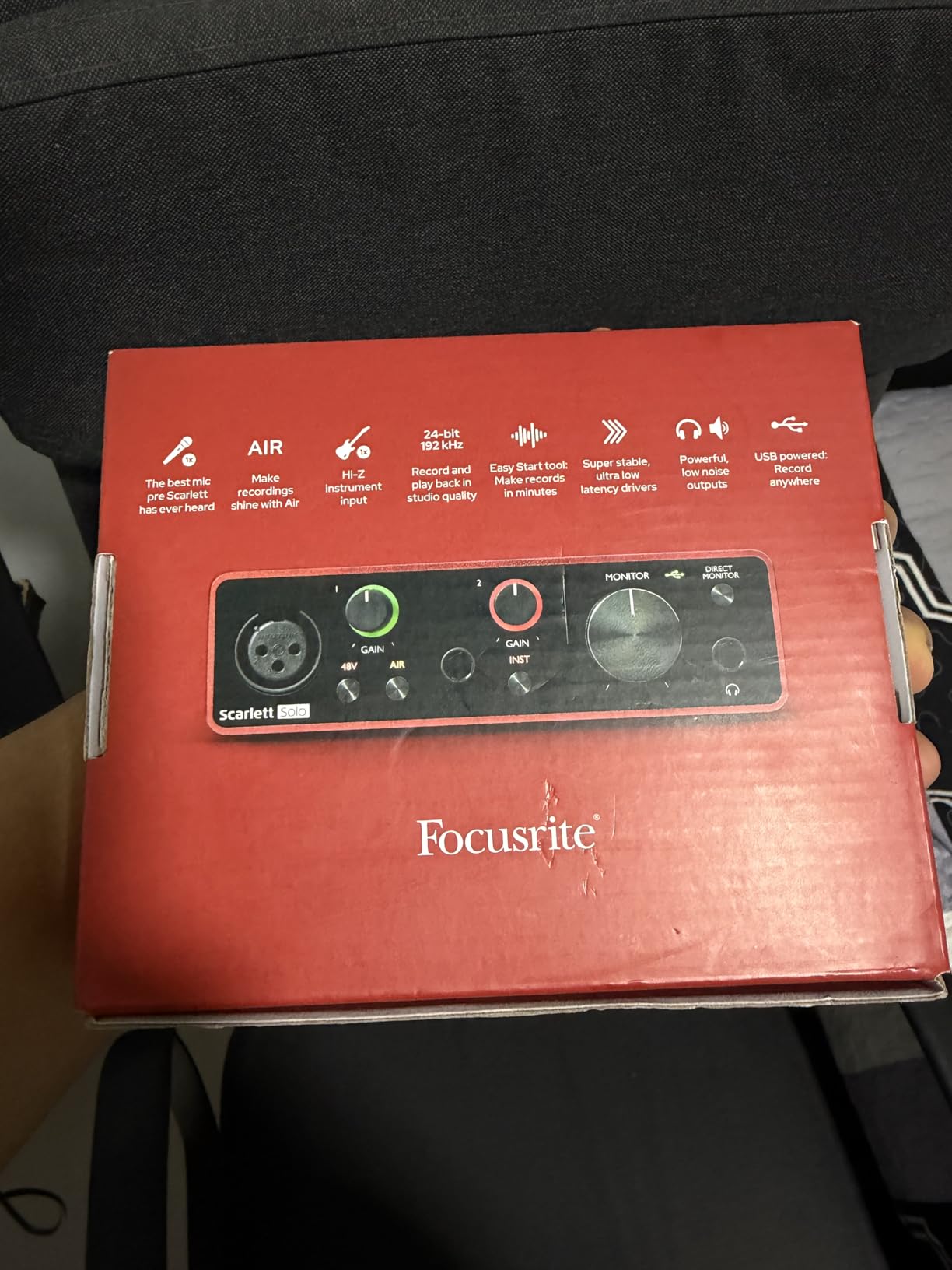 Focusrite Scarlett Solo 3rd Gen USB Audio Interface for Guitarists, Vocalists, Podcasters or Producers to record and playback studio quality sound customer photo 2