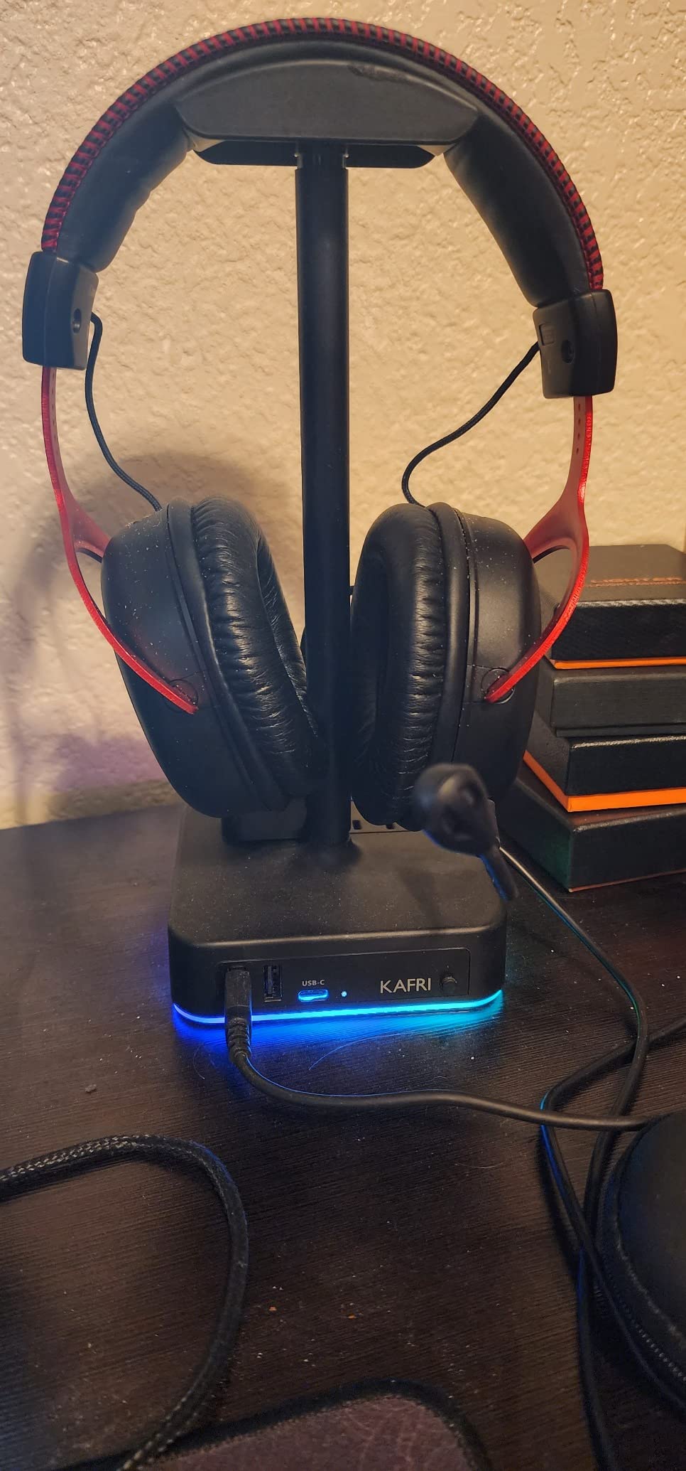 KAFRI RGB Headphone Stand with USB A&C Charger Desk Gaming Headset Holder Hanger Rack with 3 USB Charging Port and 2 Outlet customer photo 1