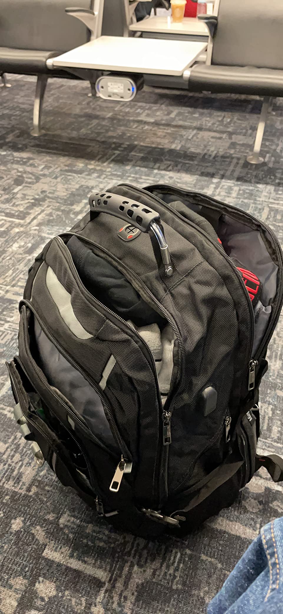 18.4 Laptop Backpack for Men, 55L-60L Extra Large Gaming Laptops Backpack with USB Charger Port, TSA Friendly Flight Approved RFID Anti-theft Pocket, Water Resistant Suiltable for Travel Business Work customer photo 2