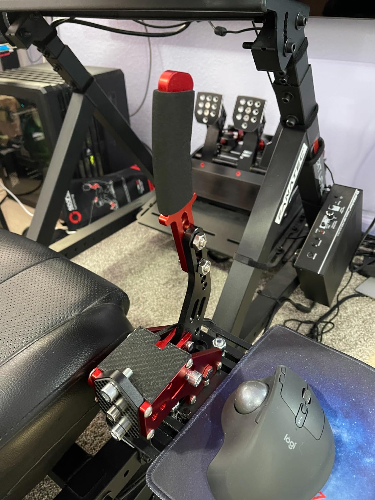 aikeec 64Bit PC USB Handbrake, Upgrade SIM Racing Games Handbrake for LOGITECH G25 G27 G29 T500 T300 THRUST MASTER FANATECOSW DIRT RALLY, 2M Nylon Cable/Reinforced Spring/Black+Clamp customer photo 2