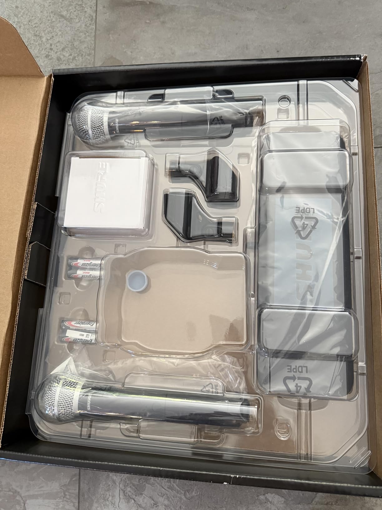 Shure BLX288/PG58 Wireless Microphone System - 14-Hour Battery Life, 300 ft Range, UHF | Includes (2) PG58 Handheld Vocal Mics, Dual Channel Receiver | J11 Band (BLX288/PG58-J11) customer photo 1