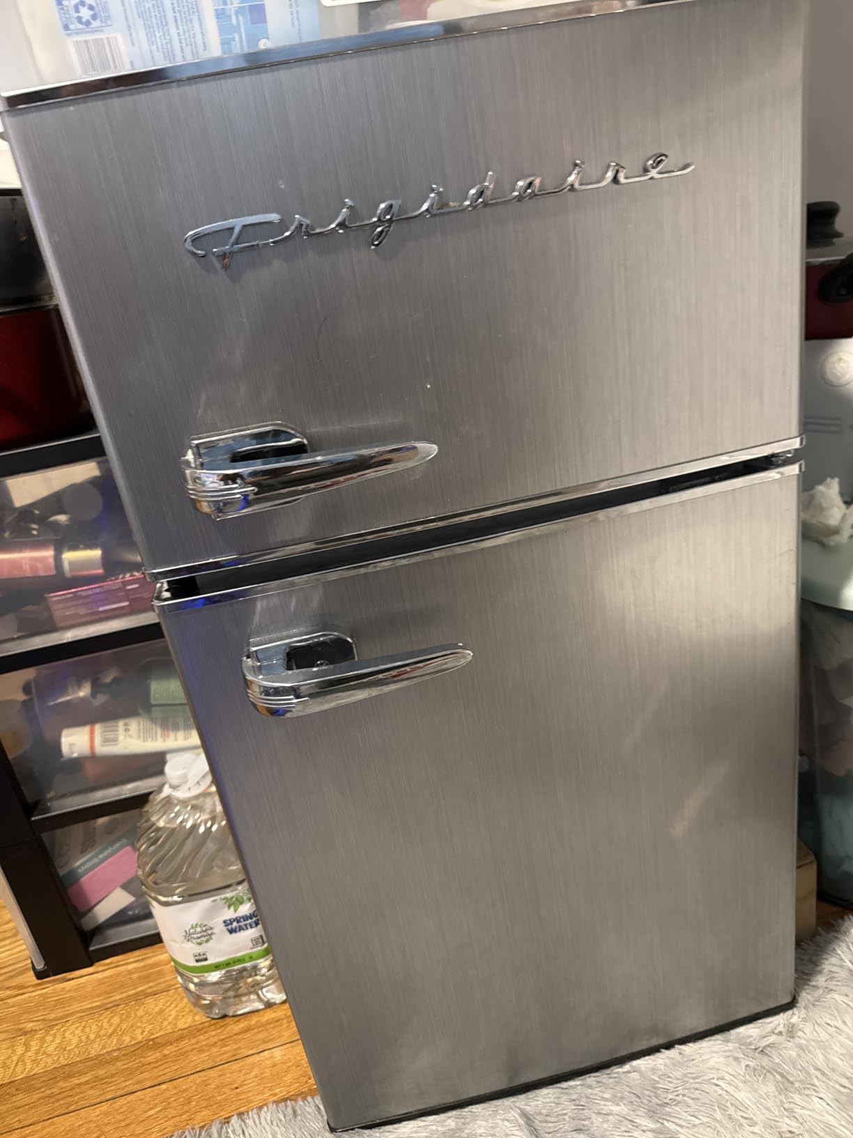 Frigidaire EFR3A1 Compact Small Top-Freezer Refrigerator, Stainless Steel Mini Bar Fridge, Platinum Series-21.26