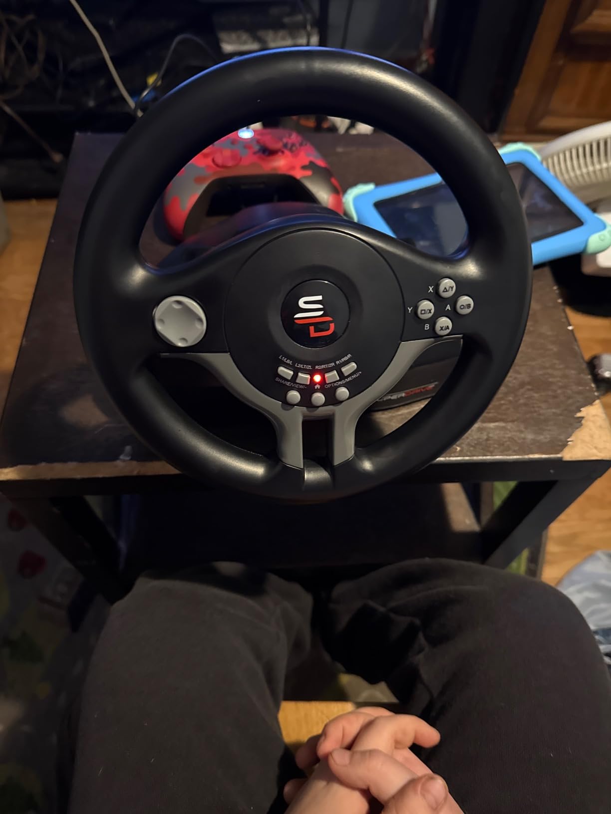 SUBSONIC - Superdrive SV250 Steering Wheel with Pedals and Gearshift Paddles - 22 cm Diameter, 180° Rotation Angle - For PC, PS4, Xbox Series X/S, Xbox One & Nintendo Switch customer photo 1