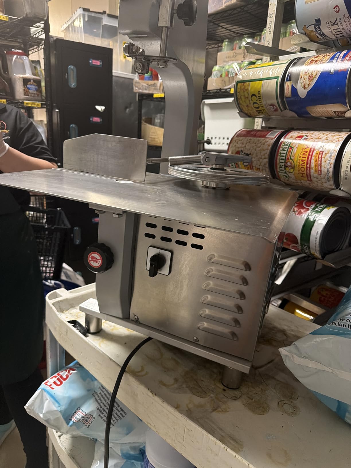 TECHTONGDA Electric Bone Saw Machine 110V Commercial Frozen Meat Cutter, 1500W Stainless Steel Meat Bandsaw Machine with Cleaning Pipe and Saw Blades, Thickness Range 0.16-7.87in customer photo 1