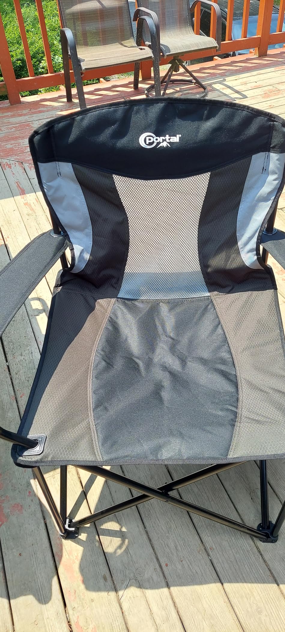 Portal Oversized Camping Chair Big and Tall Folding Camp Chair Portable Lawn Chairs Heavy Duty Foldable XXL Outdoor Camping Chair for Adults, Support Up to 600 lbs, Black/Grey customer photo 2