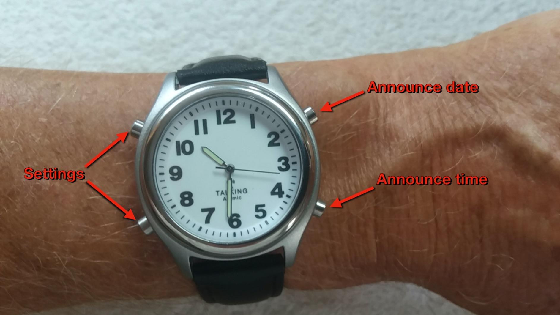 Atomic American English Talking Watch Speaks Clear and Loud Time, Date and Alarm time Stretch Band is Best Gift for Senior,Visually impaired, or Blind People customer photo 1