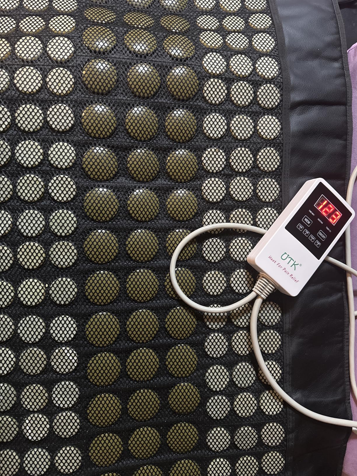 UTK Far Infrared Heating Pad for Back, 5X Deeper Pain Relief for Full Back, Thigh, Hip, Muscle, Hotter to 159°F, Weighted Electric Mat with Jade Tourmaline Stones, 22