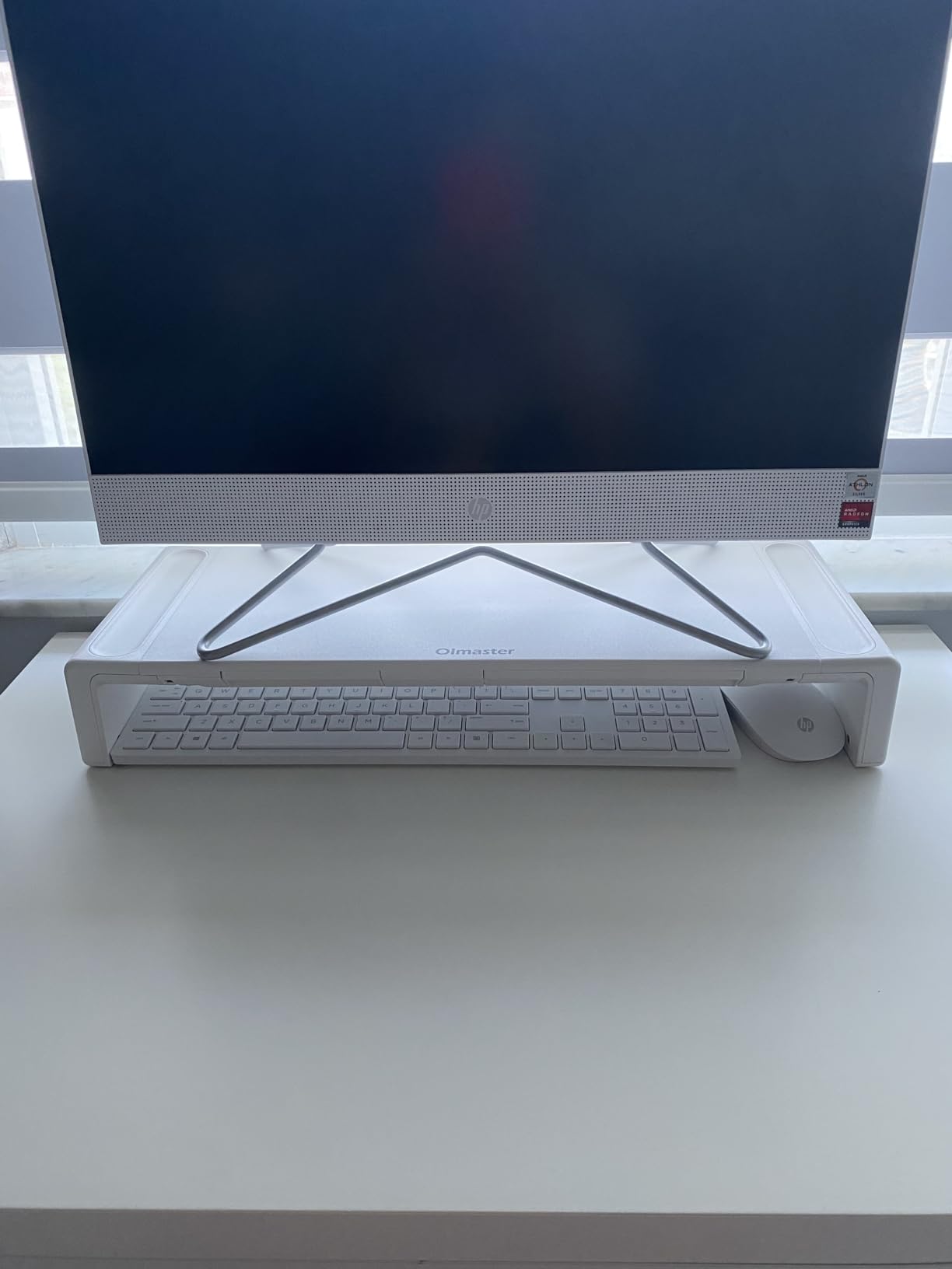 OImaster Monitor Stand Riser, Foldable Computer Monitor Riser, Adjustable Length Computer Stand and Storage Drawer & Pen Slot, Phone Stand Compatible Computer, Desktop, Laptop, Save Space (White) customer photo 2