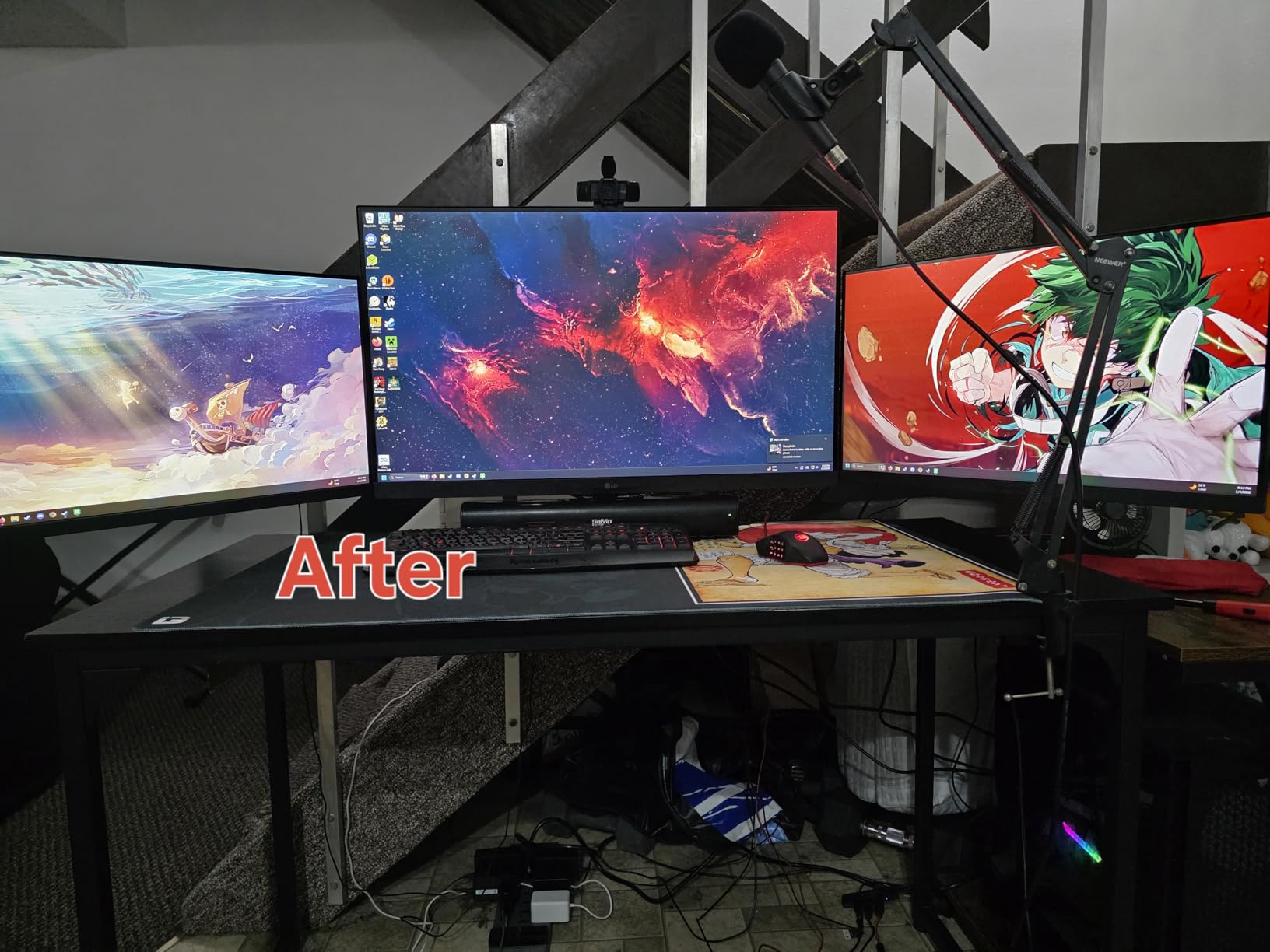 MOUNTUP Triple Monitor Mount for 17-32 inch Screens, Full Motion Triple Monitor Stand, 3 Monitors Desk Mount Holds 4.4-19.8 lbs Each customer photo 1