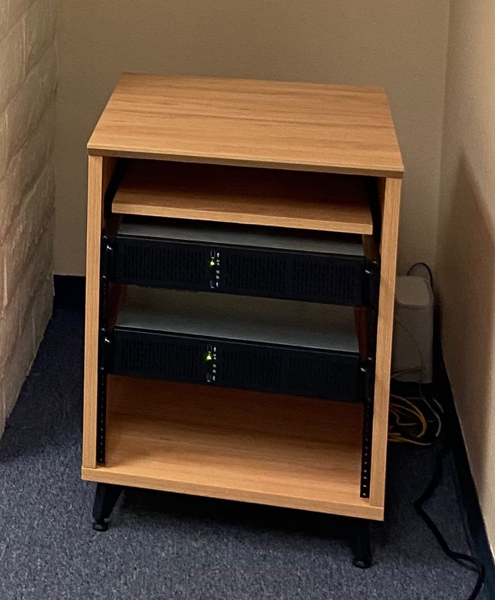 Gator Frameworks Elite Series 10U Studio Rack Desk with Slide-Out Tray and Rear Cable Passthrough, Dark Walnut Finish (GFW-ELITEDESKRK-BRN) customer photo 1