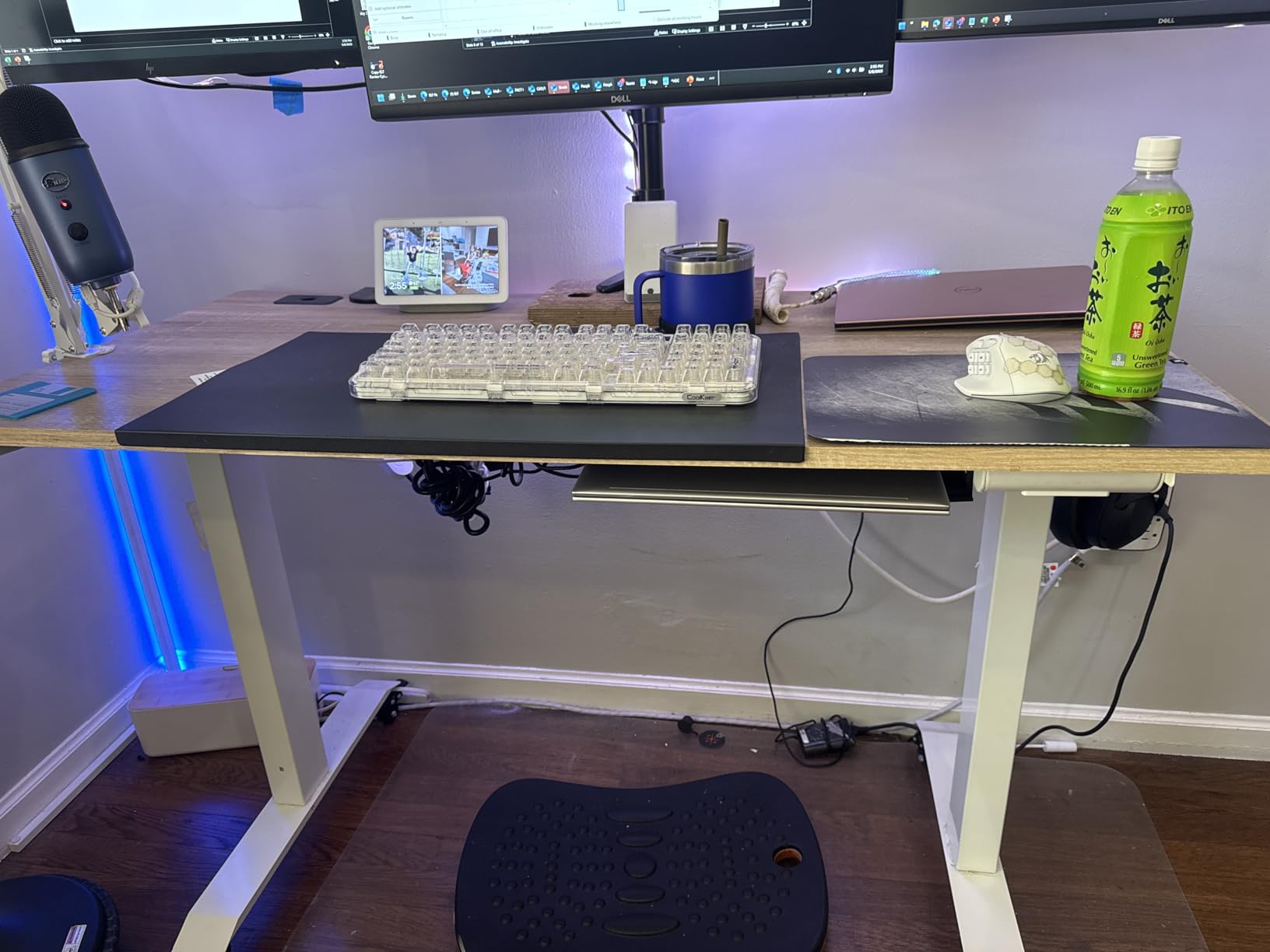 SHW 40-Inch Electric Height Adjustable Standing Desk with Drawer, Memory Preset and Cable Management Tray, Maple customer photo 2