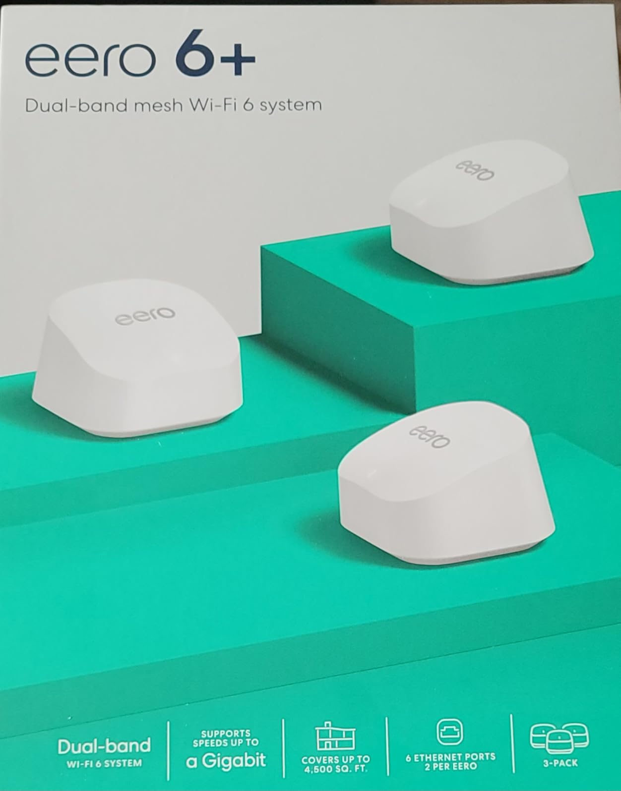 Amazon eero 6+ mesh wifi router - Supports internet plans up to a Gigabit, Coverage up to 1,500 sq. ft., Connect 75+ devices, 1-pack customer photo 1