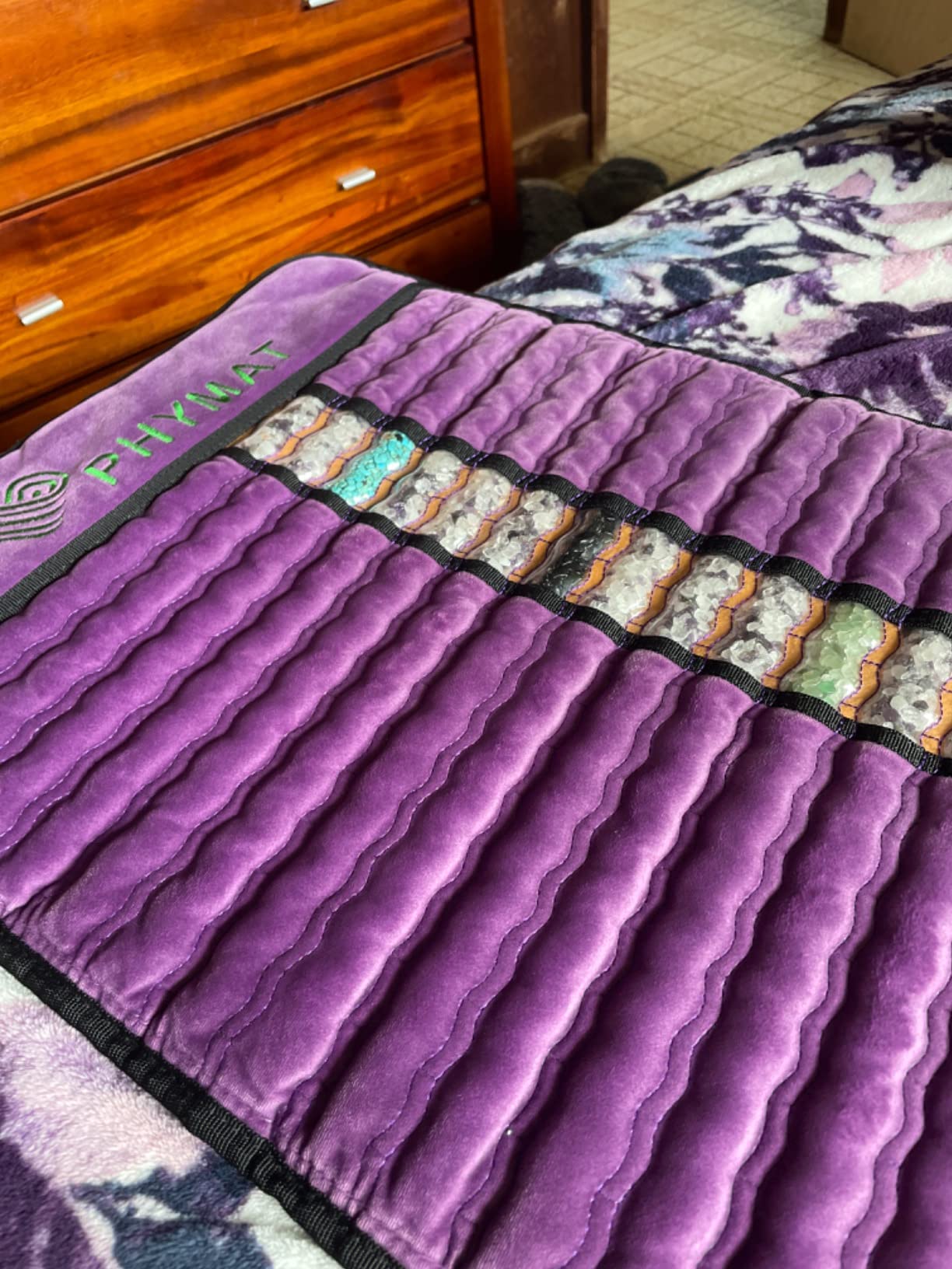 PHYMAT Far Infrared Amethyst Heating Pad - 5 Color Natural Crystal Heating Mat - Infrared Heating Pad with Auto Shut Off - Overheat Protection,Smart Control (23