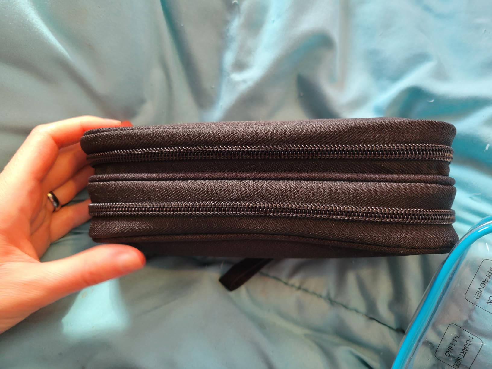 FYY Travel Cable Organizer Pouch Electronic Accessories Carry Case Portable Waterproof Double Layers All-in-One Storage Bag for Cord, Charger, Phone, Earphone Black customer photo 2