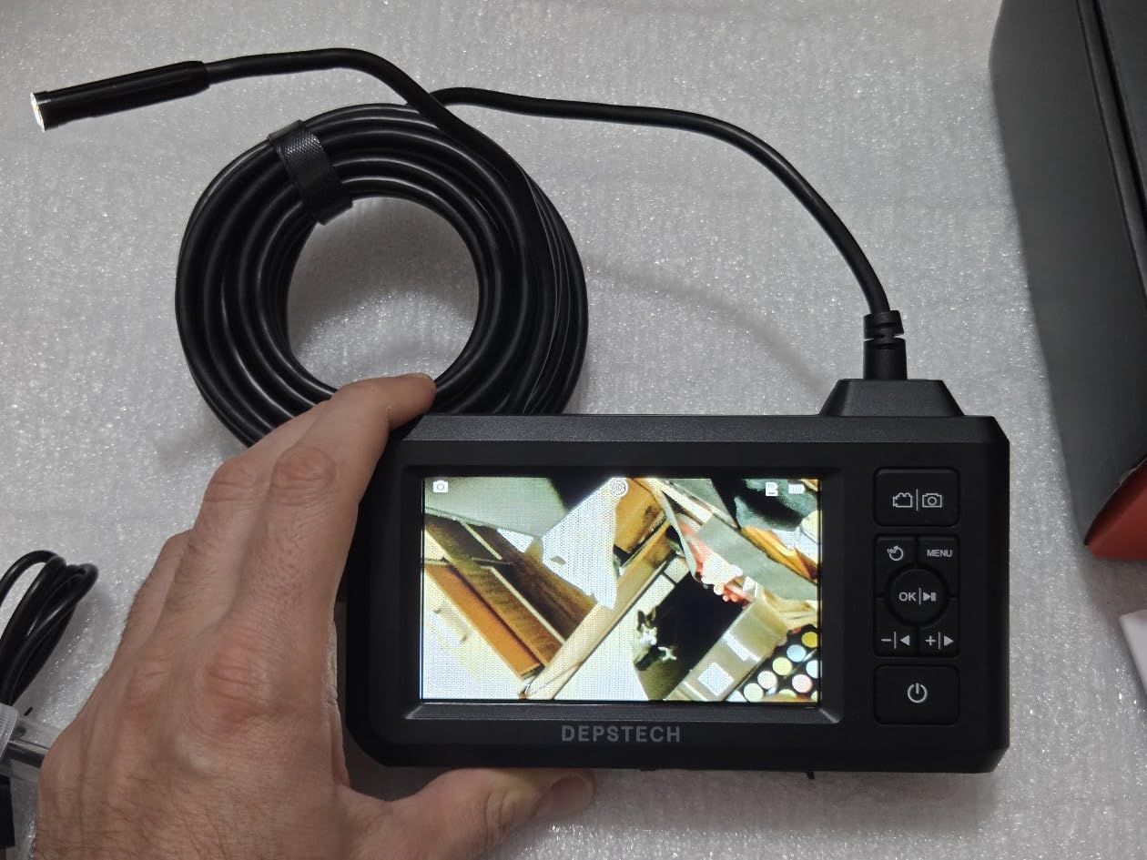 DEPSTECH Dual Lens Industrial Endoscope, 1080P Digital Borescope Inspection Camera, 7.9mm IP67 Waterproof Sewer Camera with 4.3