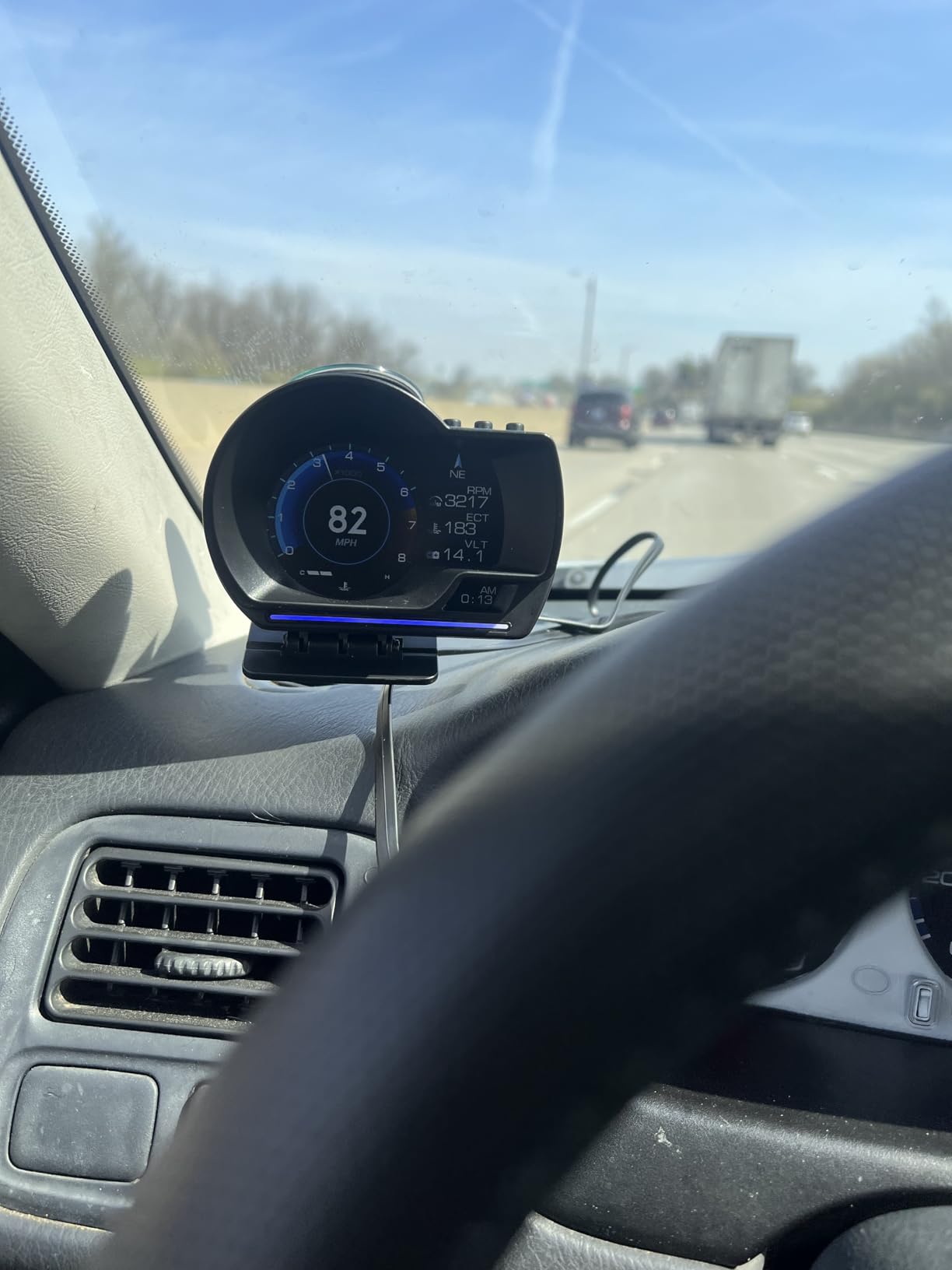 obd2 Gauge Display Heads up Display for Cars Car HUD Head Up Display P6, OBD+GPS Smart Gauge, obd2 Speedometer with Speed,RMP,Water Temperature,Overspeed Alarm,Works Great for Most Cars customer photo 1