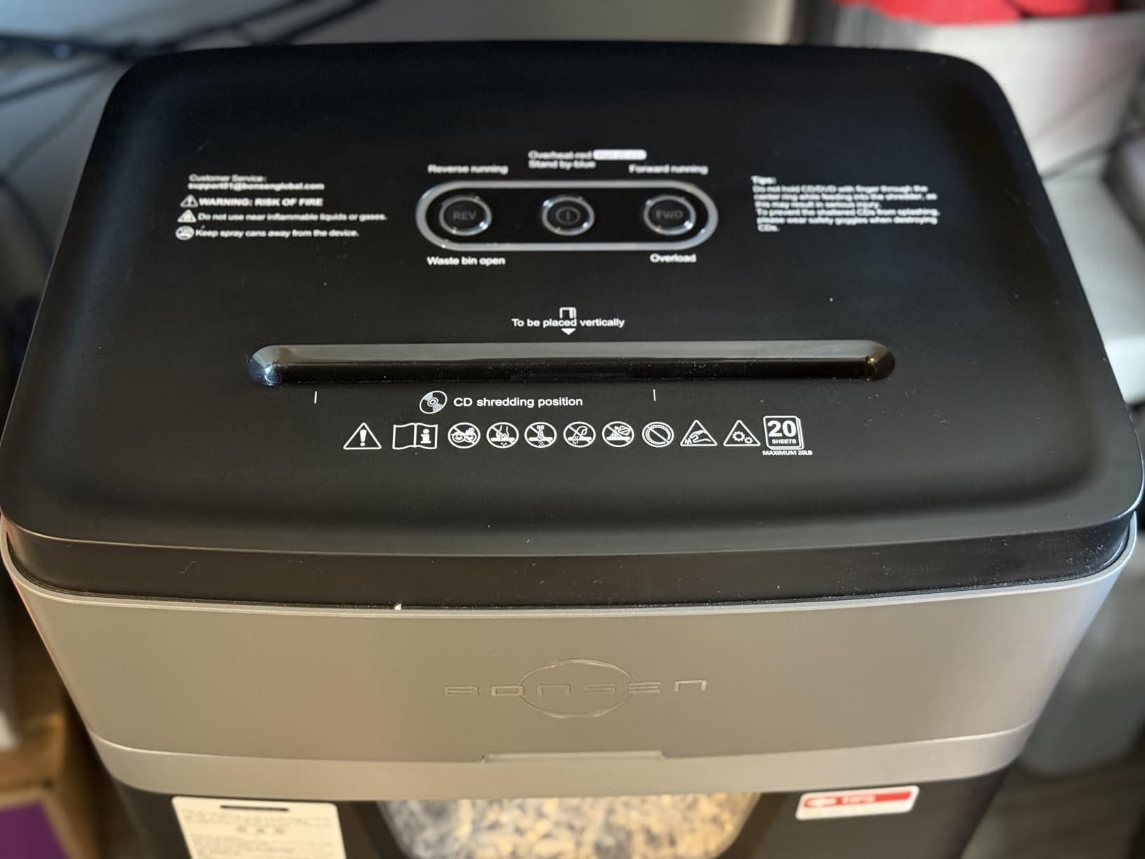 BONSEN Paper Shredder, 20-Sheet 60 Mins Nonstop Heavy Duty Paper Shredder for Office, 60dB Ultra Quiet Cross-Cut Shredder with 6.6 Gals Basket customer photo 1