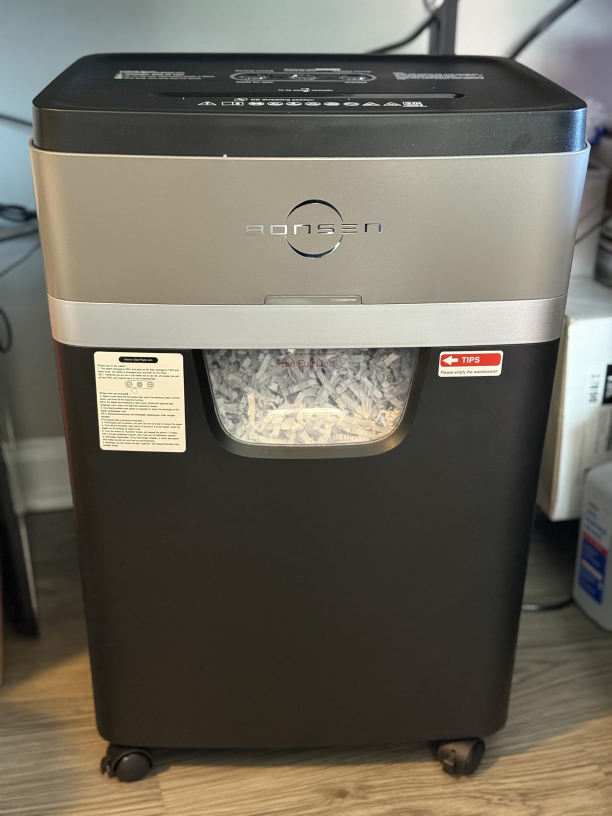BONSEN Paper Shredder, 20-Sheet 60 Mins Nonstop Heavy Duty Paper Shredder for Office, 60dB Ultra Quiet Cross-Cut Shredder with 6.6 Gals Basket customer photo 2