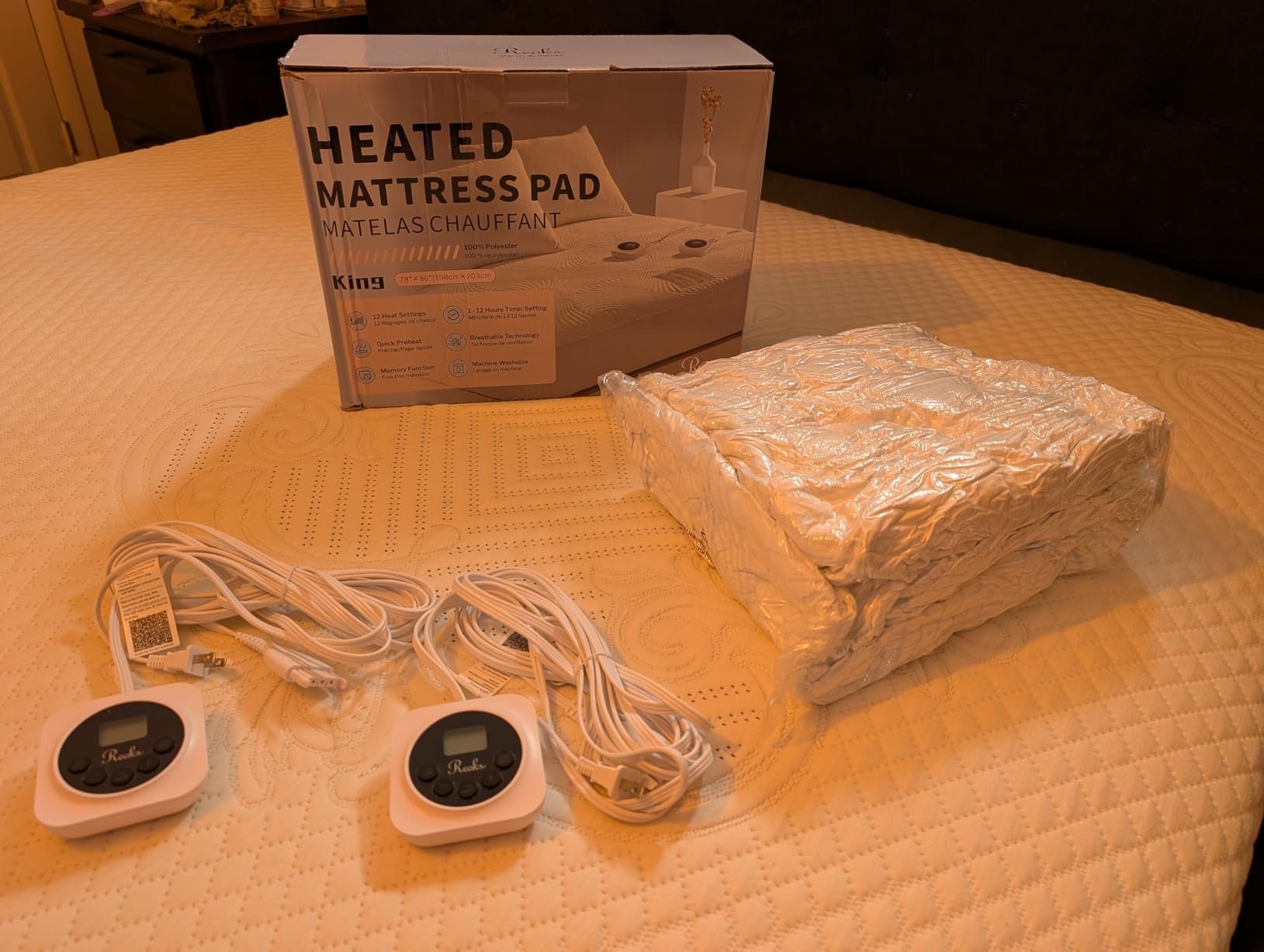 Queen Size Electric Heated Mattress Pad - Bed Warmer with Memory & Preheat Functions, 12 Heat Settings Dual Control for 1-12 Hours Auto Off, Lighted Button customer photo 2