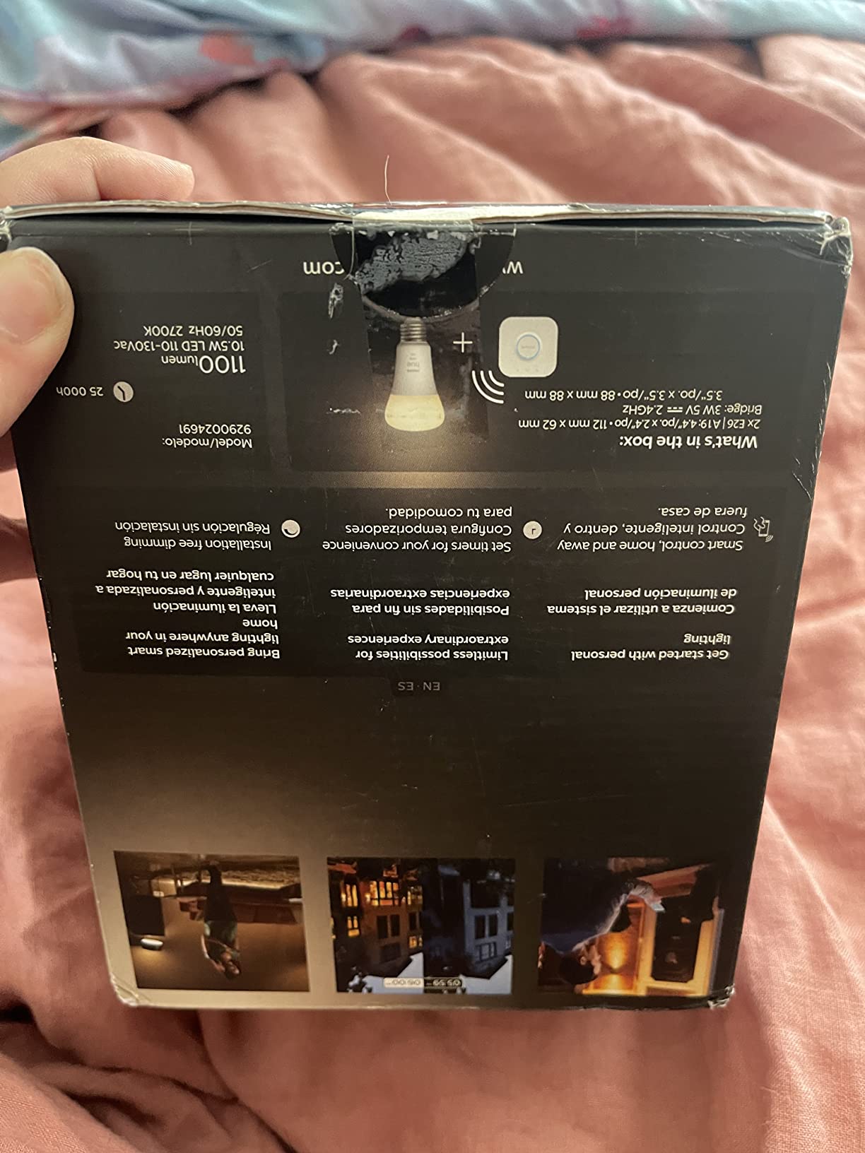 Philips Hue White Smart Light Starter Kit - Includes (1) Bridge and (2) 75W A19, E26 LED Smart Soft White Bulbs - Control with App - Compatible with Alexa, Google Assistant, and Apple HomeKit customer photo 1