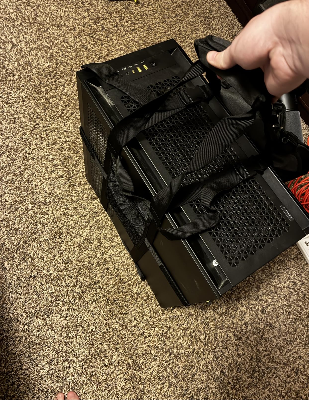 Trunab PC Tower Carrying Strap with Handle, Desktop Carrying Case with Pockets for Keyboard, Cable and Computer Accessories, Ideal for Transporting On The Go (Patented Design) customer photo 1