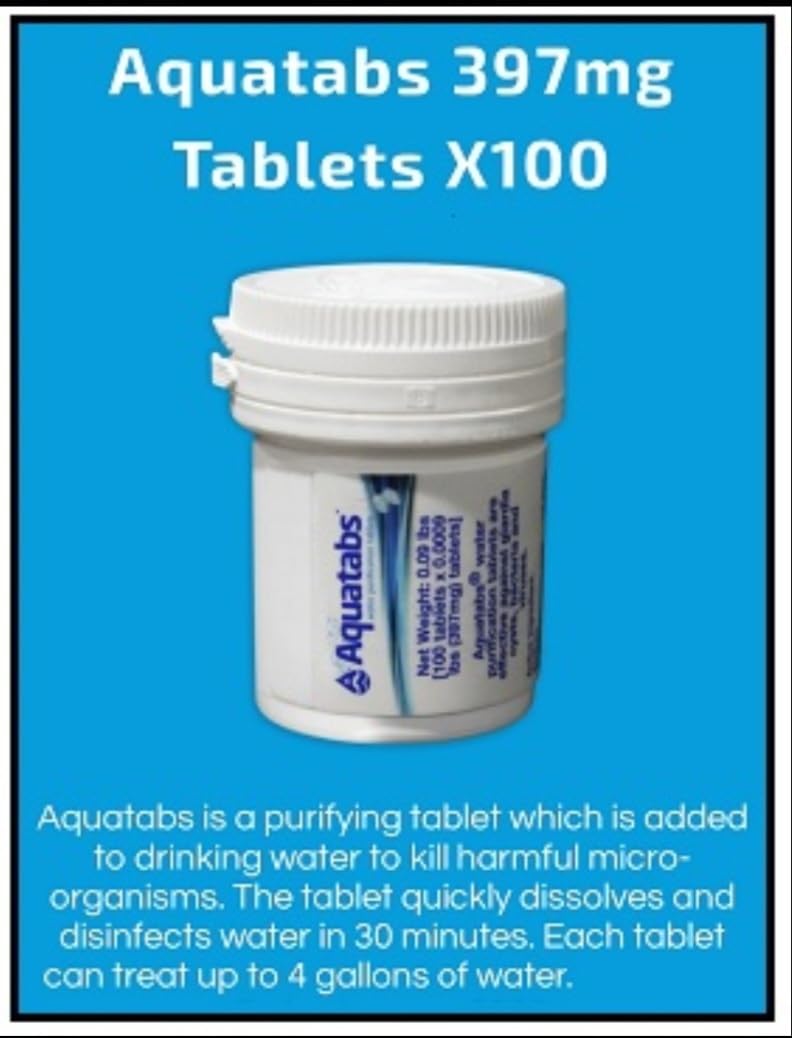 Aquatabs Water Purification Tablets (397mg, 100 Pack). Water Filtration System for Camping, Boating, Emergency Water, Survival Kit, and Marine customer photo 2