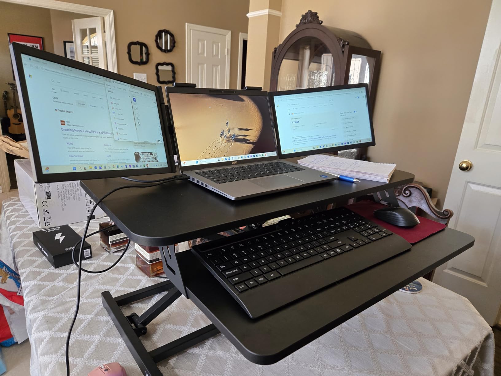 VIVO Desk Converter 32 inch Height Adjustable, MDF Wood Sit to Stand Riser, White, DESK-V000SW customer photo 2