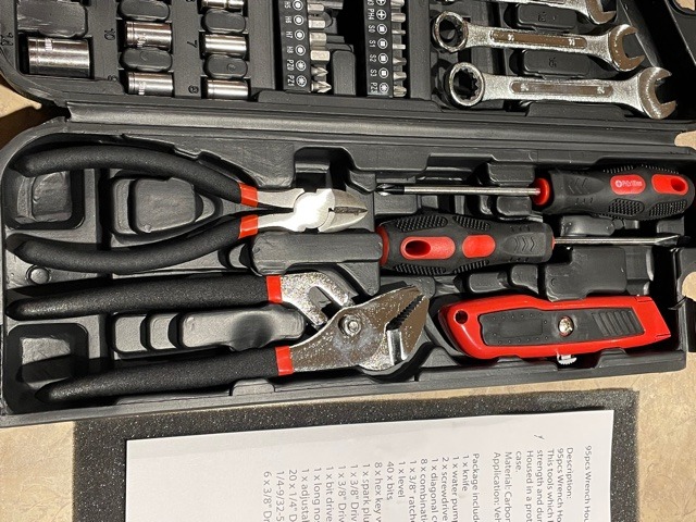 TLGREEN 95 Piece Tool Set, Tool Kit, Mechanics Tool Set, Portable Toolbox with Adjustable Wrench Pliers Socket Bits customer photo 2