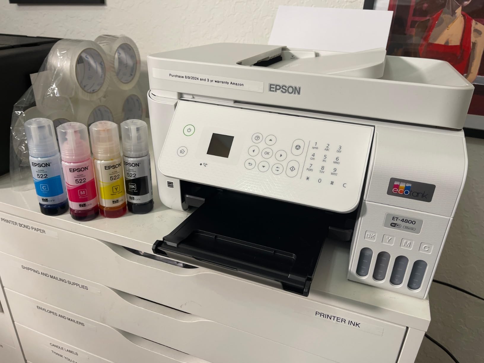 Epson EcoTank ET-4800 Wireless All-in-One Cartridge-Free Supertank Printer with Scanner, Copier, Fax, ADF and Ethernet - Ideal-for Your Home Office, White customer photo 1